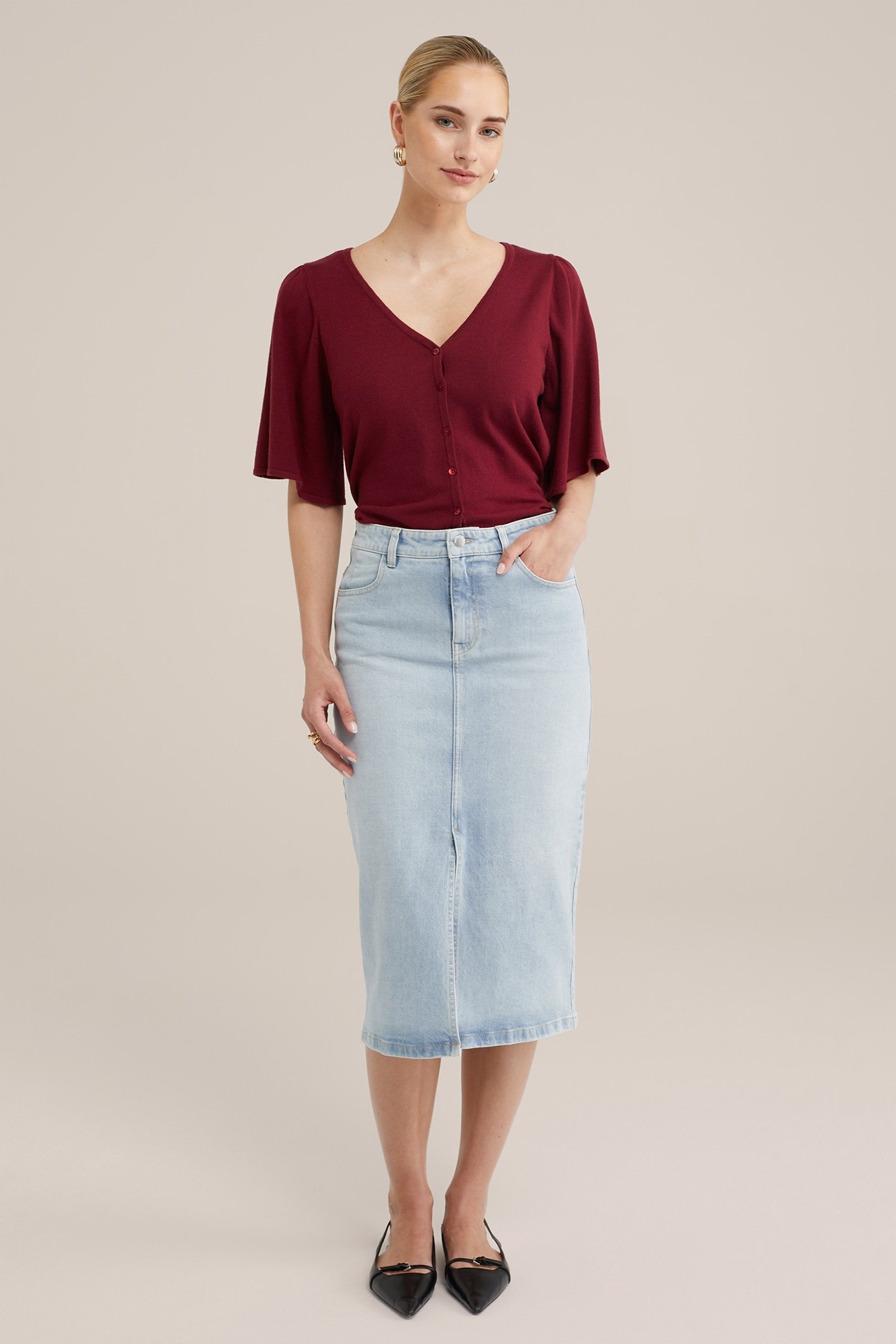 KNITTED CARDIGAN BURGUNDY RED 3