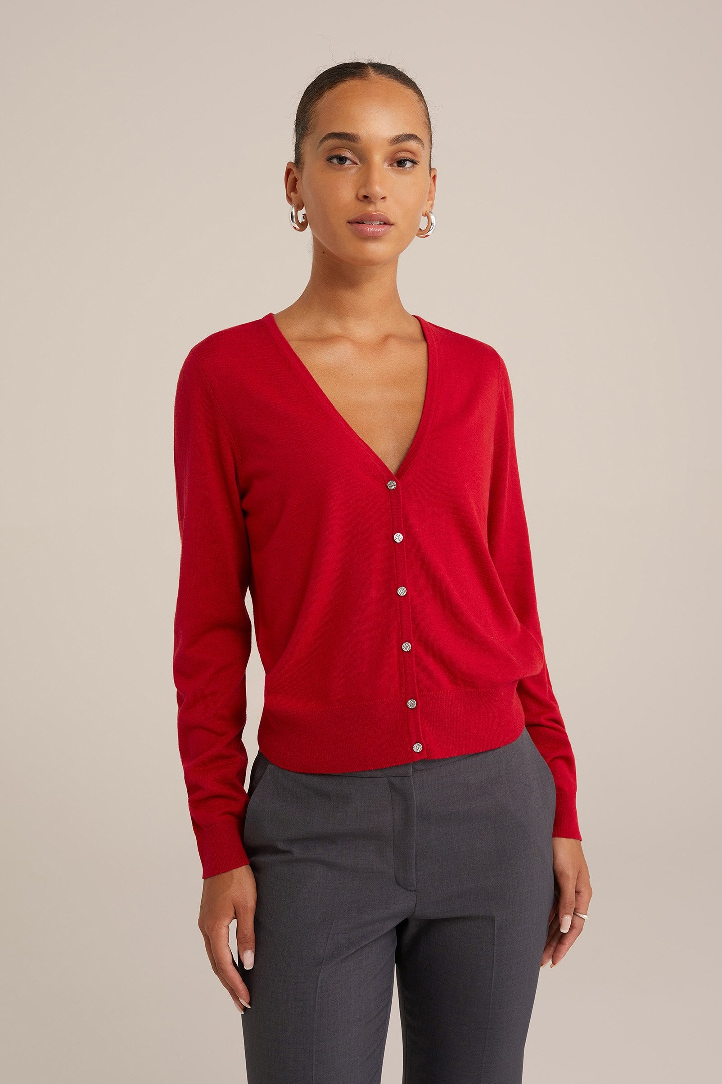 KNITTED CARDIGAN FIRE RED 1
