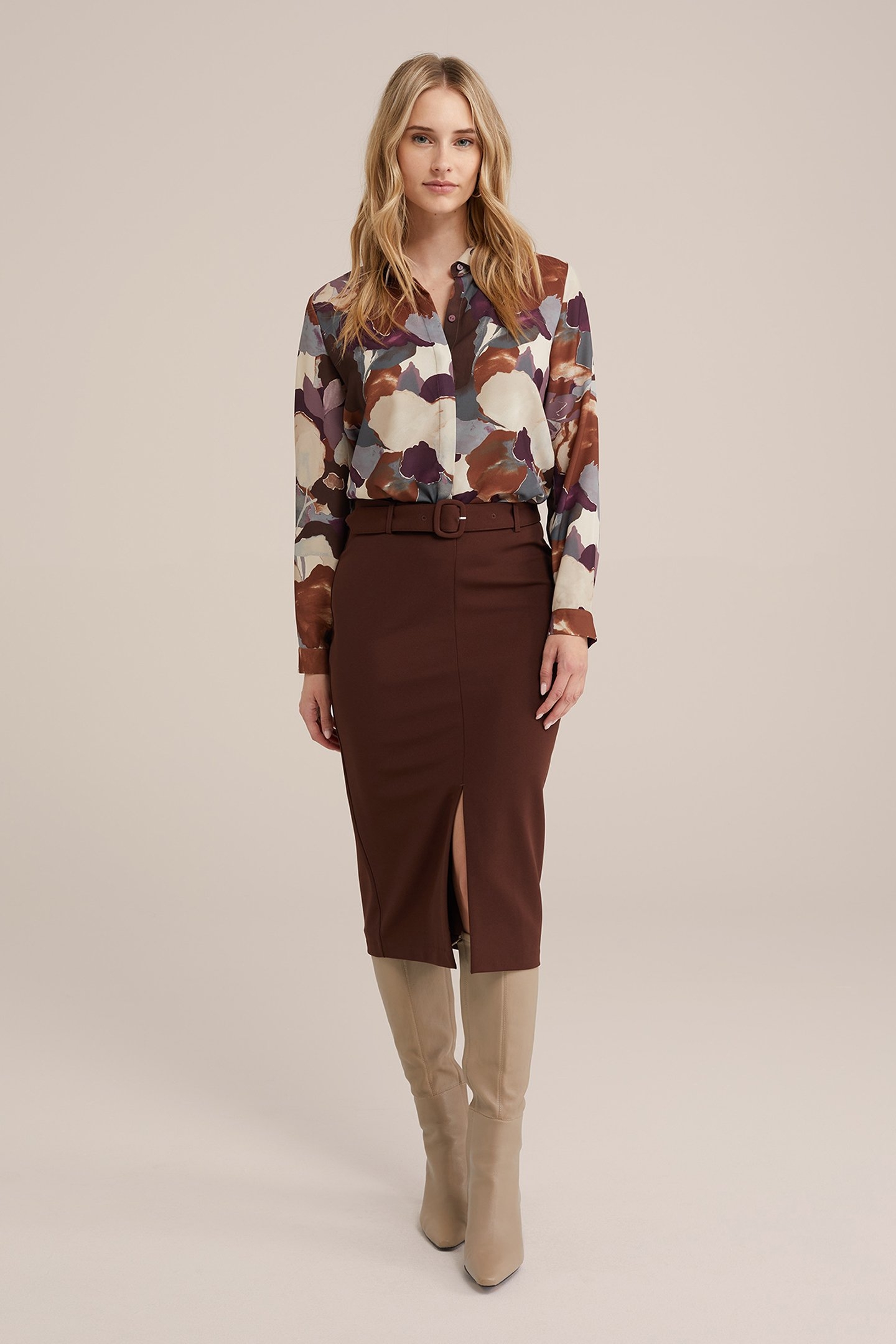 SKIRT MEDIUM LENGTH DARK BROWN 3