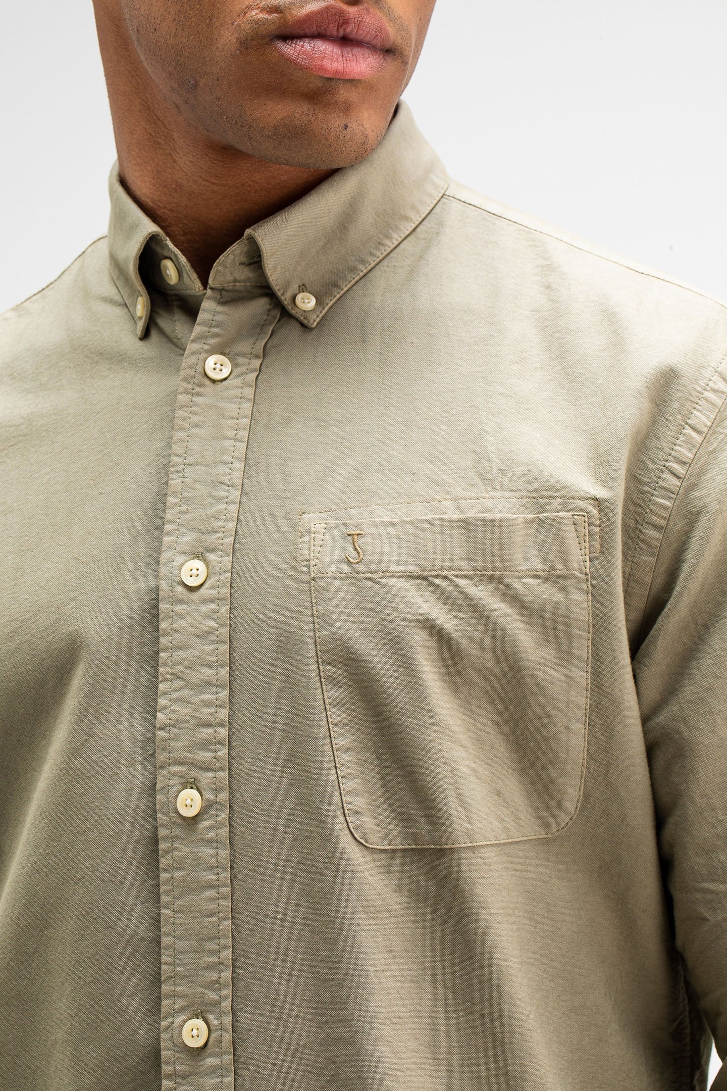 AIDAN COTTON OXFORD SHIRT GRANITE GREEN 5