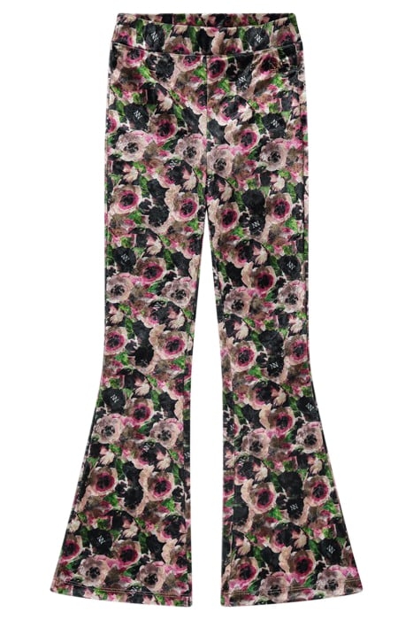 VELVET FLOWER FLARED PANTS POWDER 1