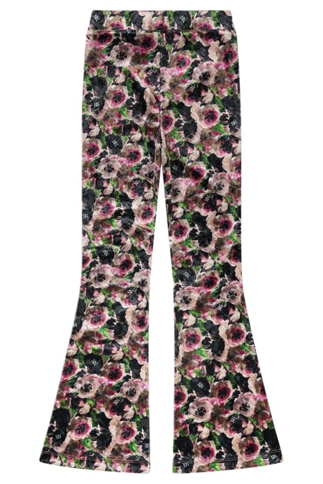 VELVET FLOWER FLARED PANTS POWDER 2