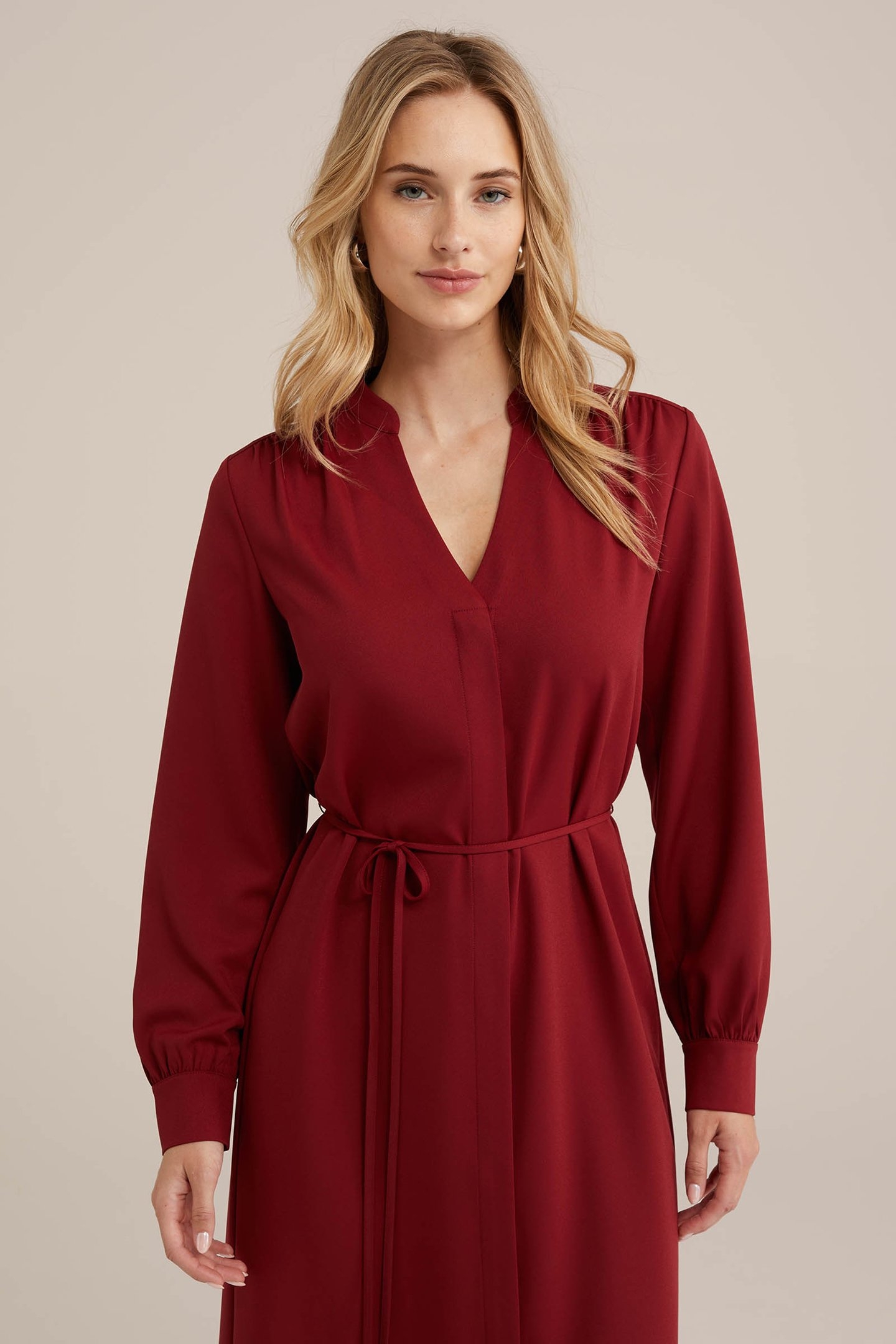 DRESS MID LENGTH BURGUNDY RED 4