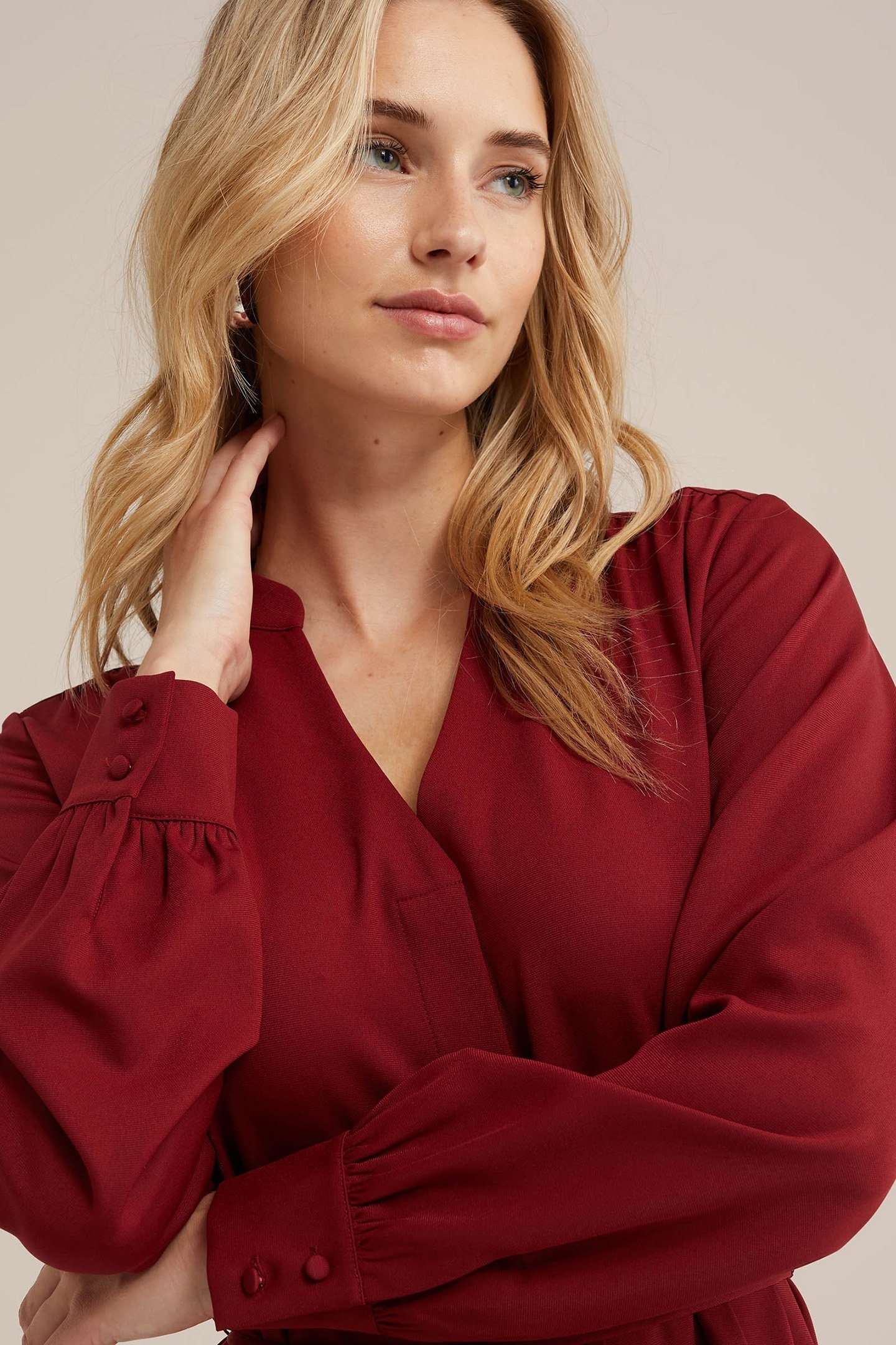 DRESS MID LENGTH BURGUNDY RED 5