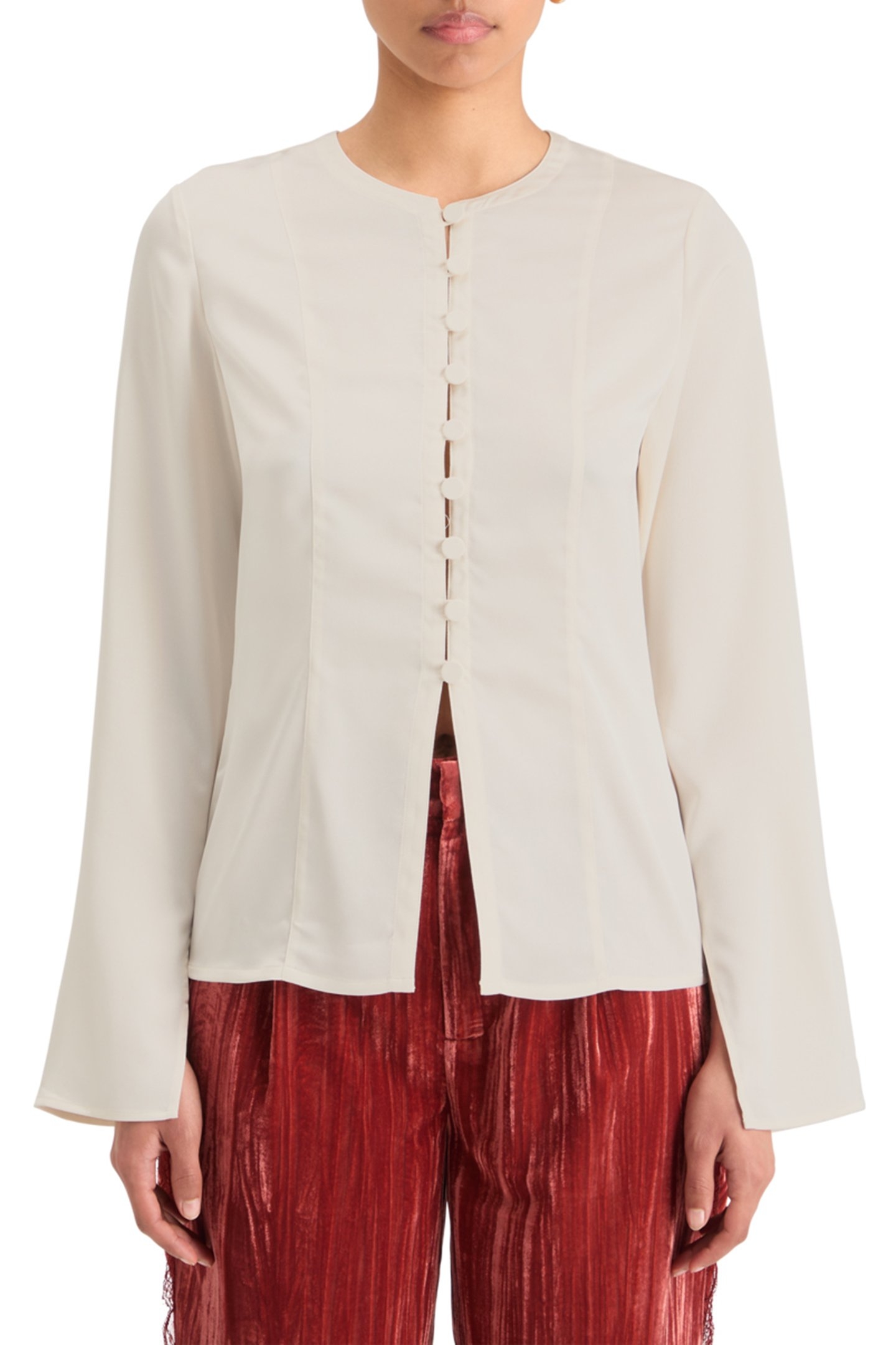 BUTTON DOWN CREPE SHIRT SOFT ICE 1