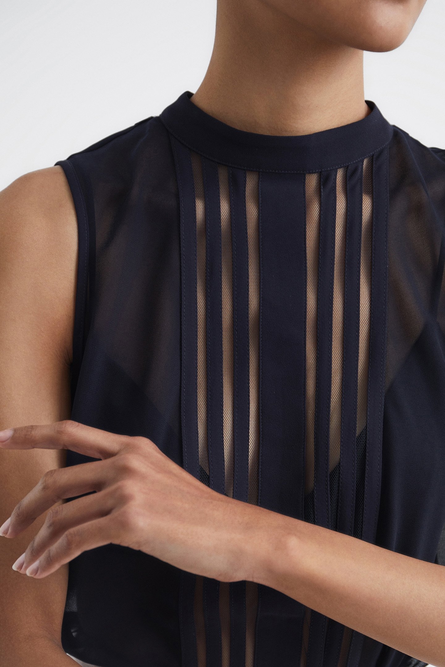EMERY-SHEER STRIPE PANEL NAVY 6