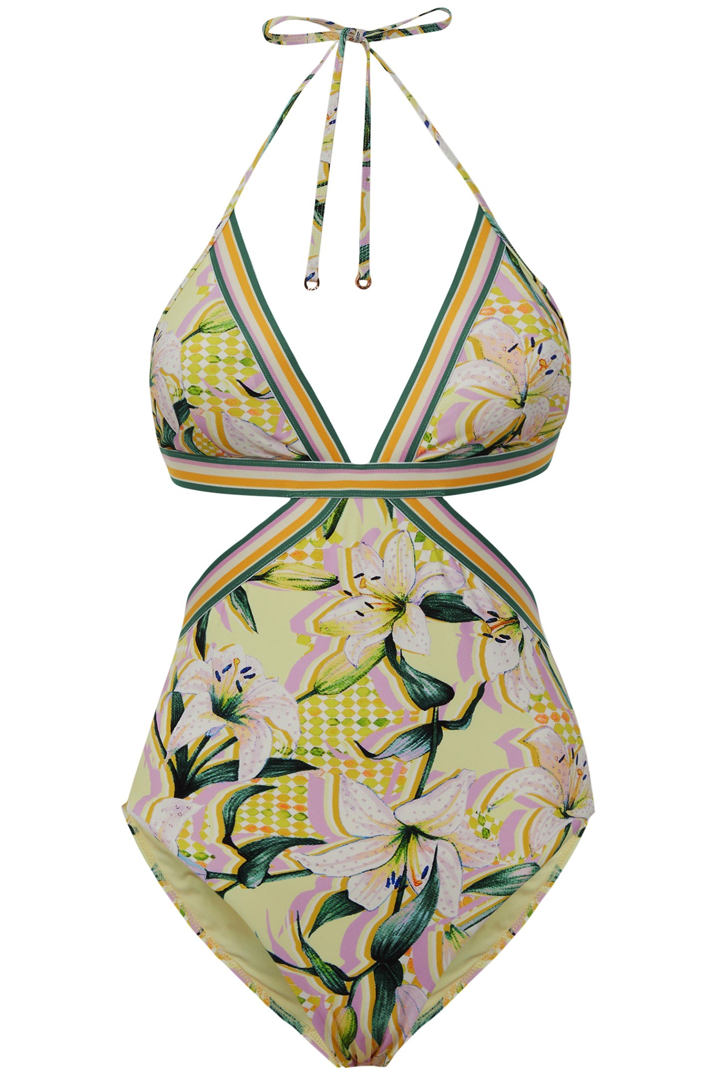 PRINT CUT OUT SWIMSUIT YELLOW PRINT 4