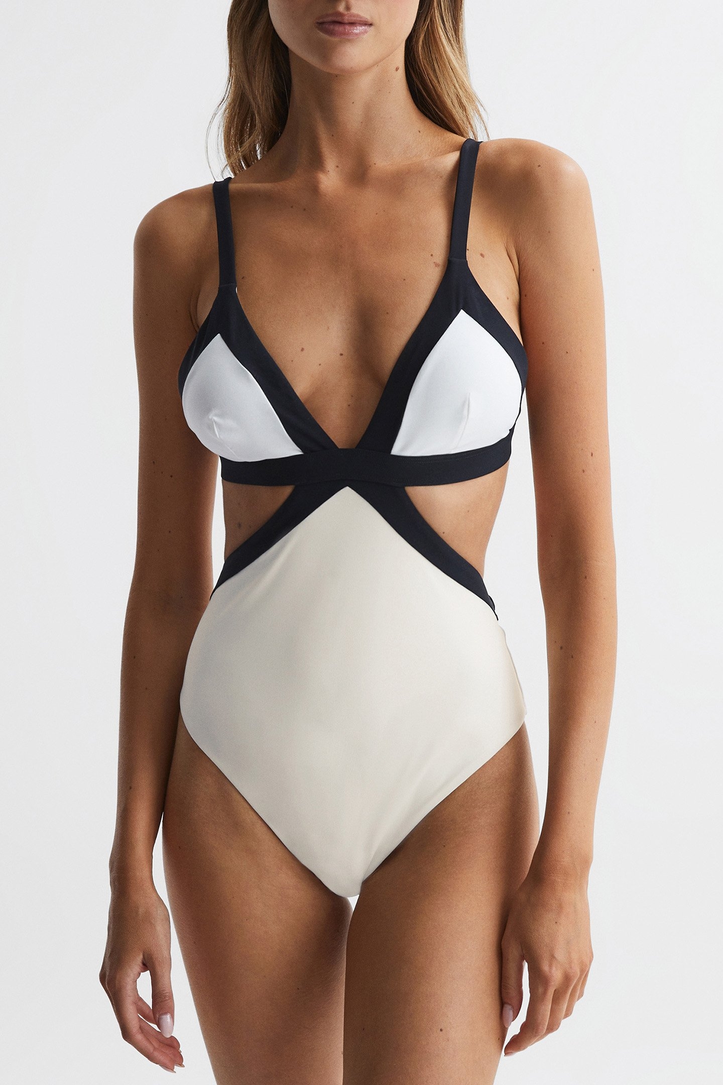 COL BLOCK SWIMSUIT BLACK/WHITE 1