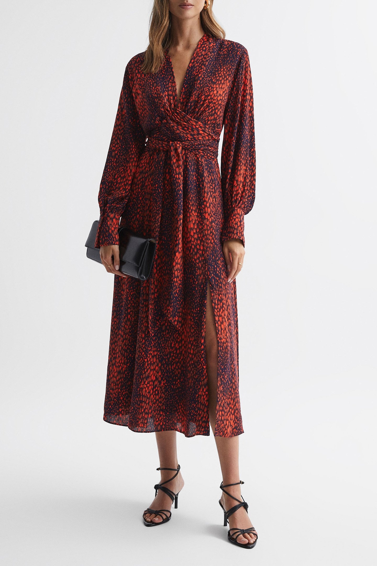 ANIMAL PRINTED MIDI RED 1