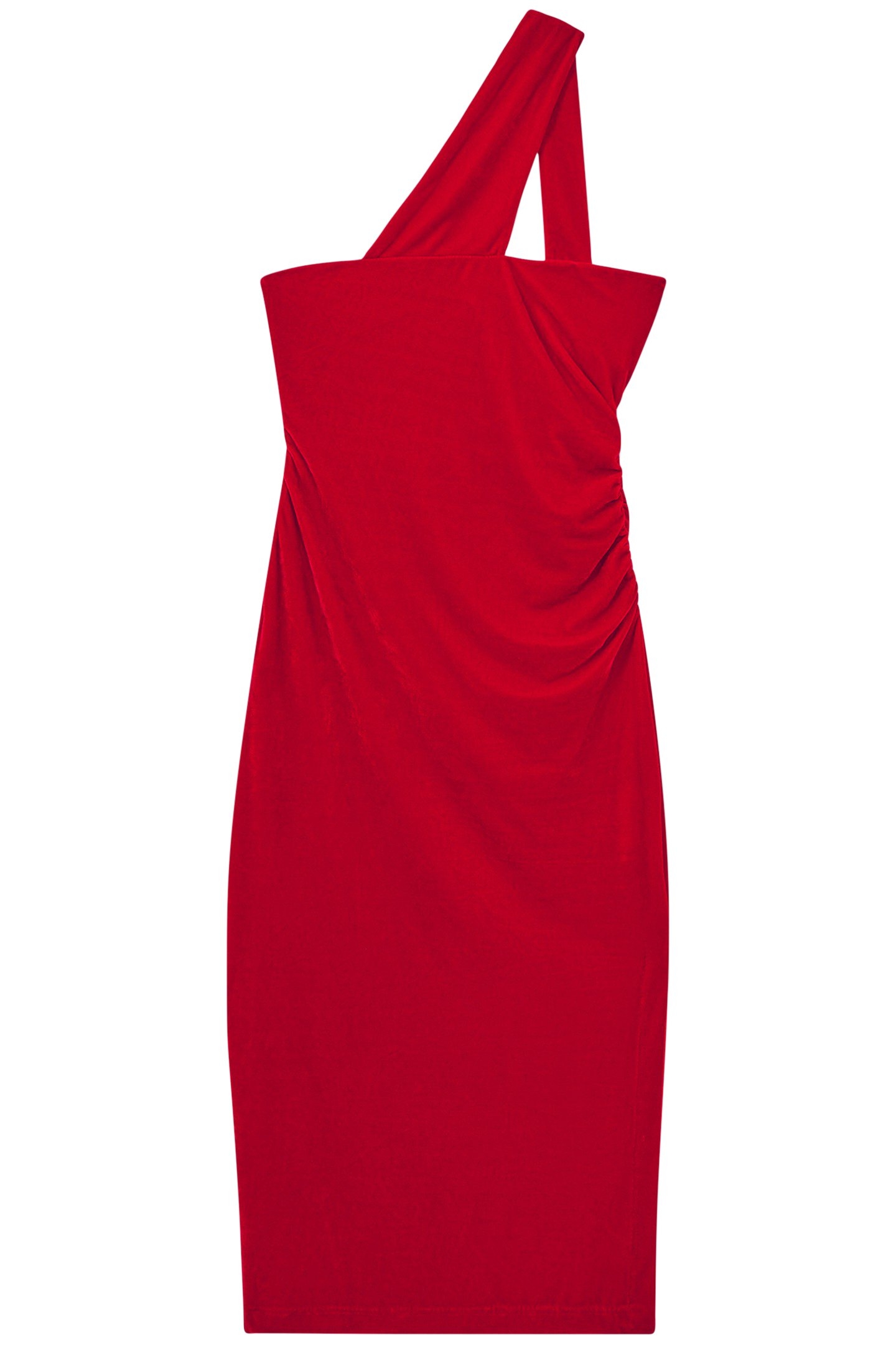 ONE SHOULDER VELVET RED 3