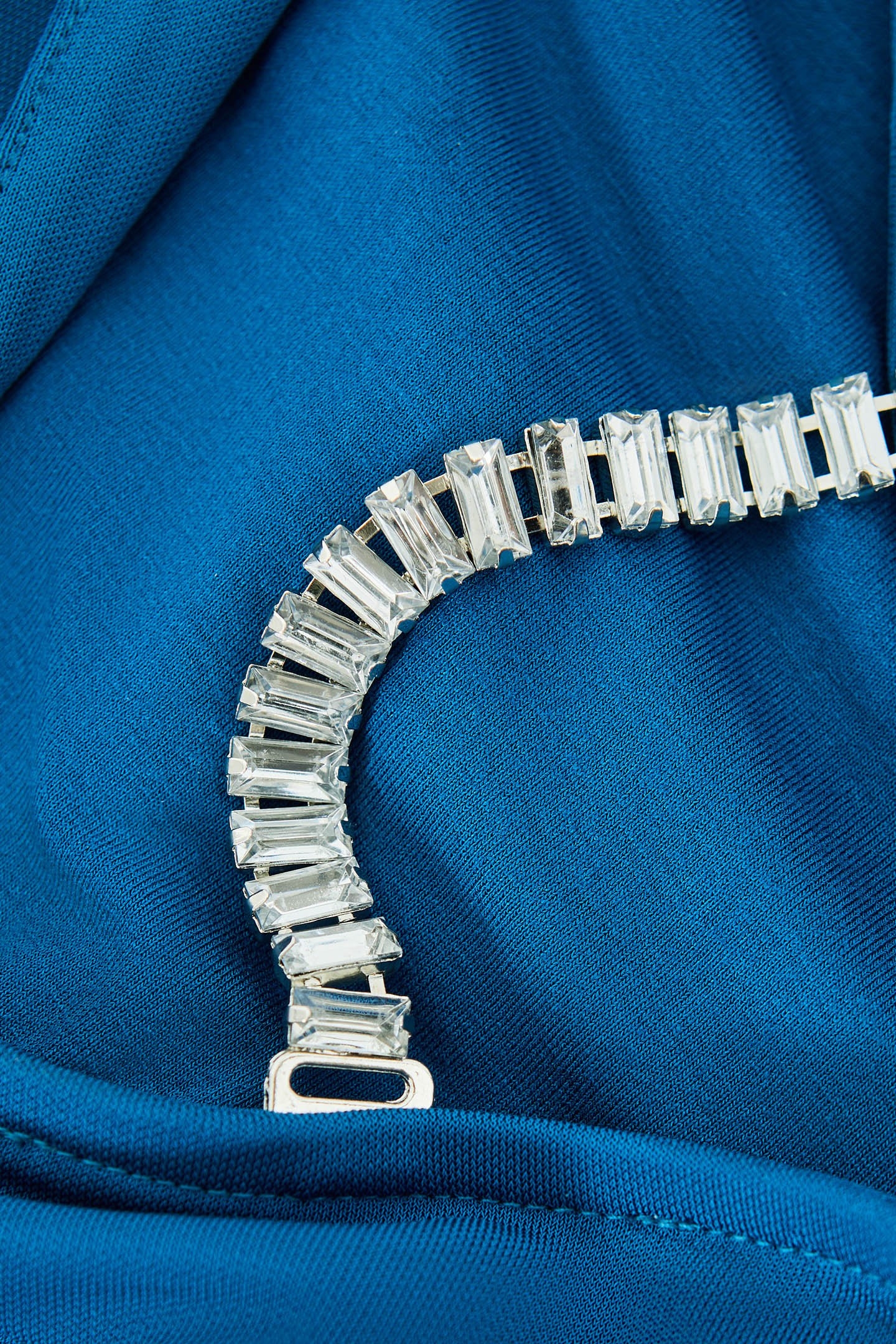 JERSEY RUCHED DIAMANTE DETAIL MINI TEAL 6