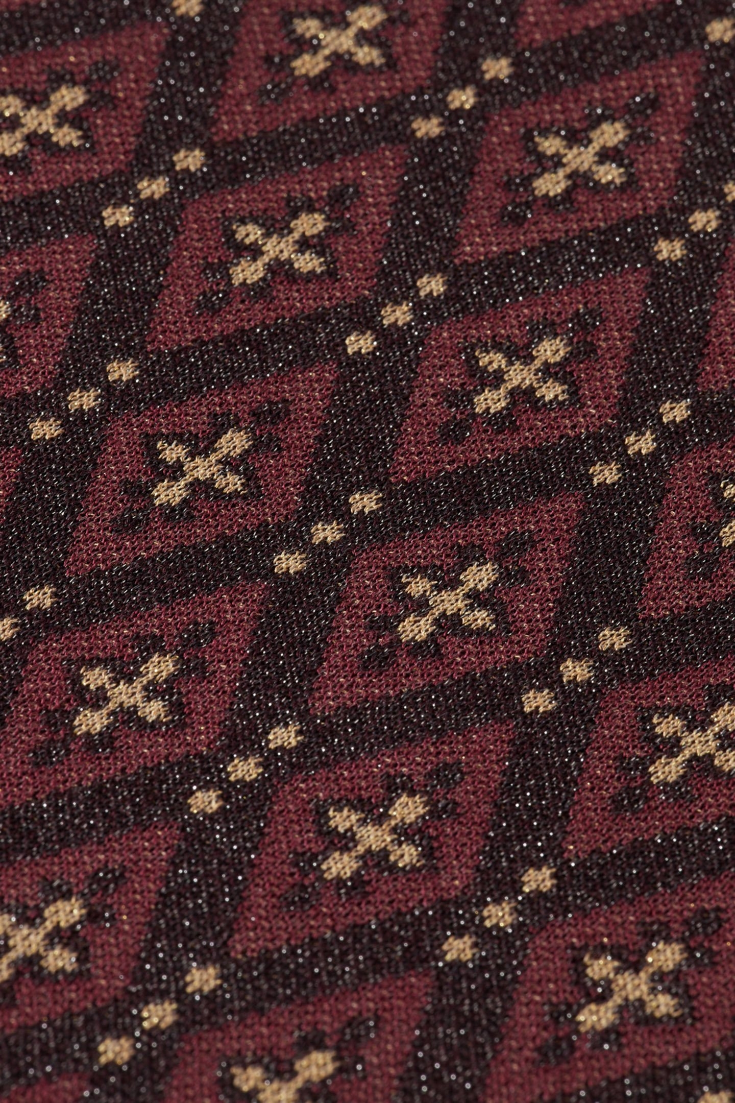 SHORT SLEEVE JACQUARD PULLOVER DARK BORDEAUX 3