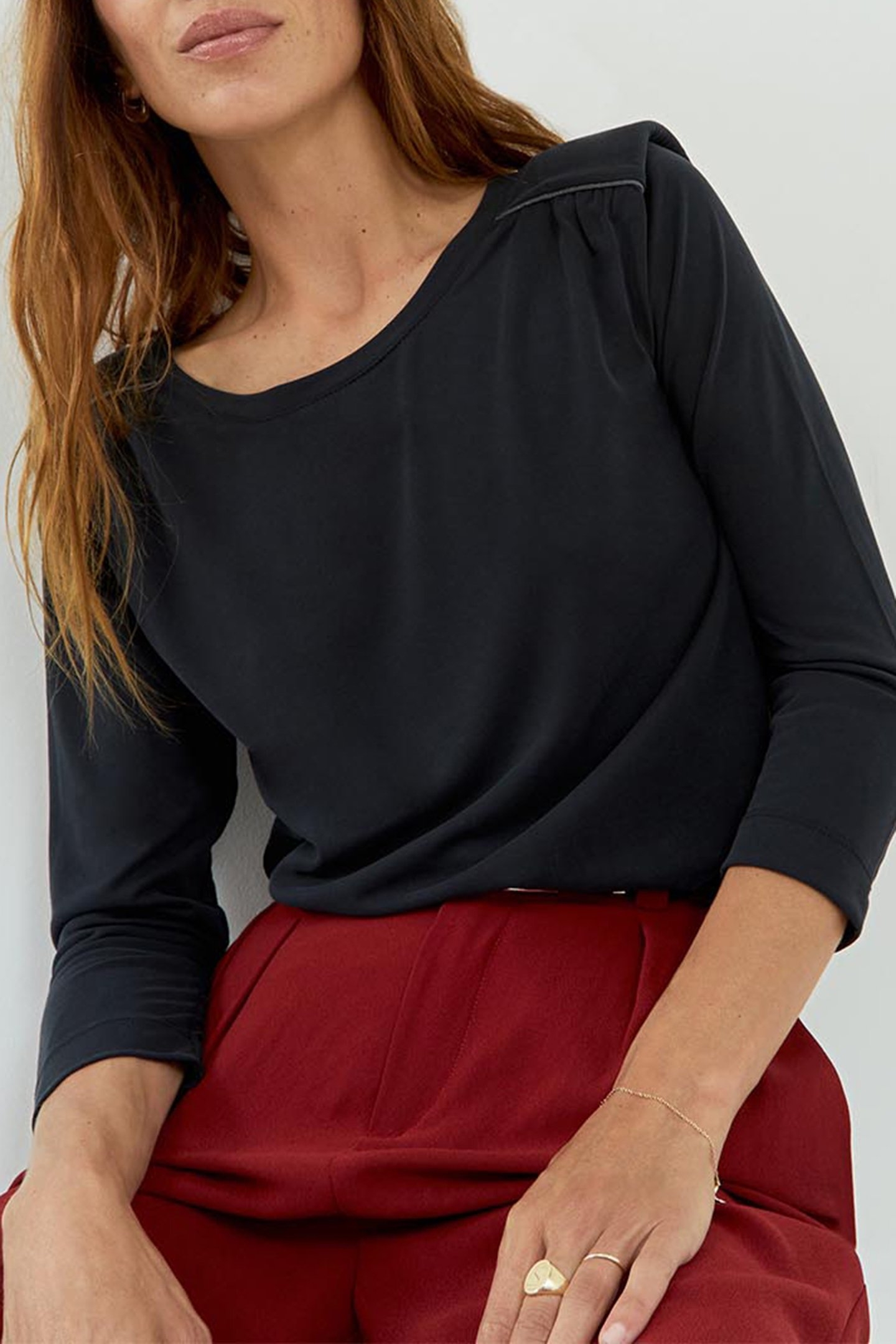 MINO _ BLACK T-SHIRT WITH SHOULDER PADS BLACK 1