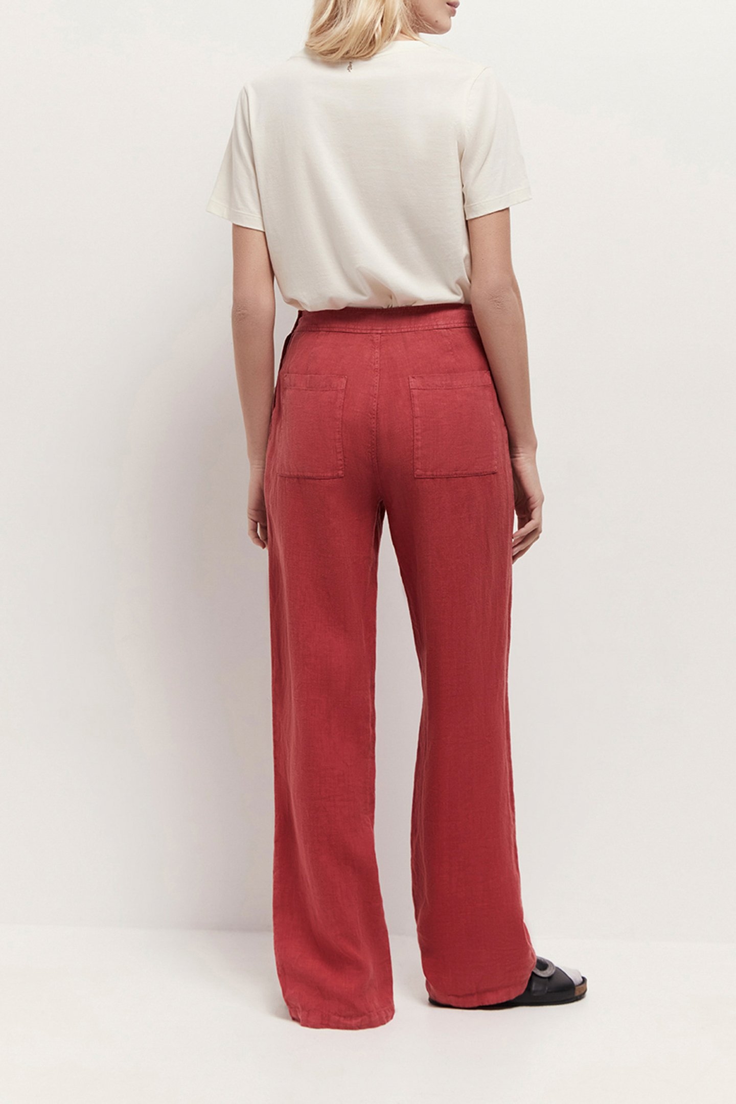 PAMELA - LINEN CHILIPEPPER BRIDGE TROUSERS CHILIPEPPER 2