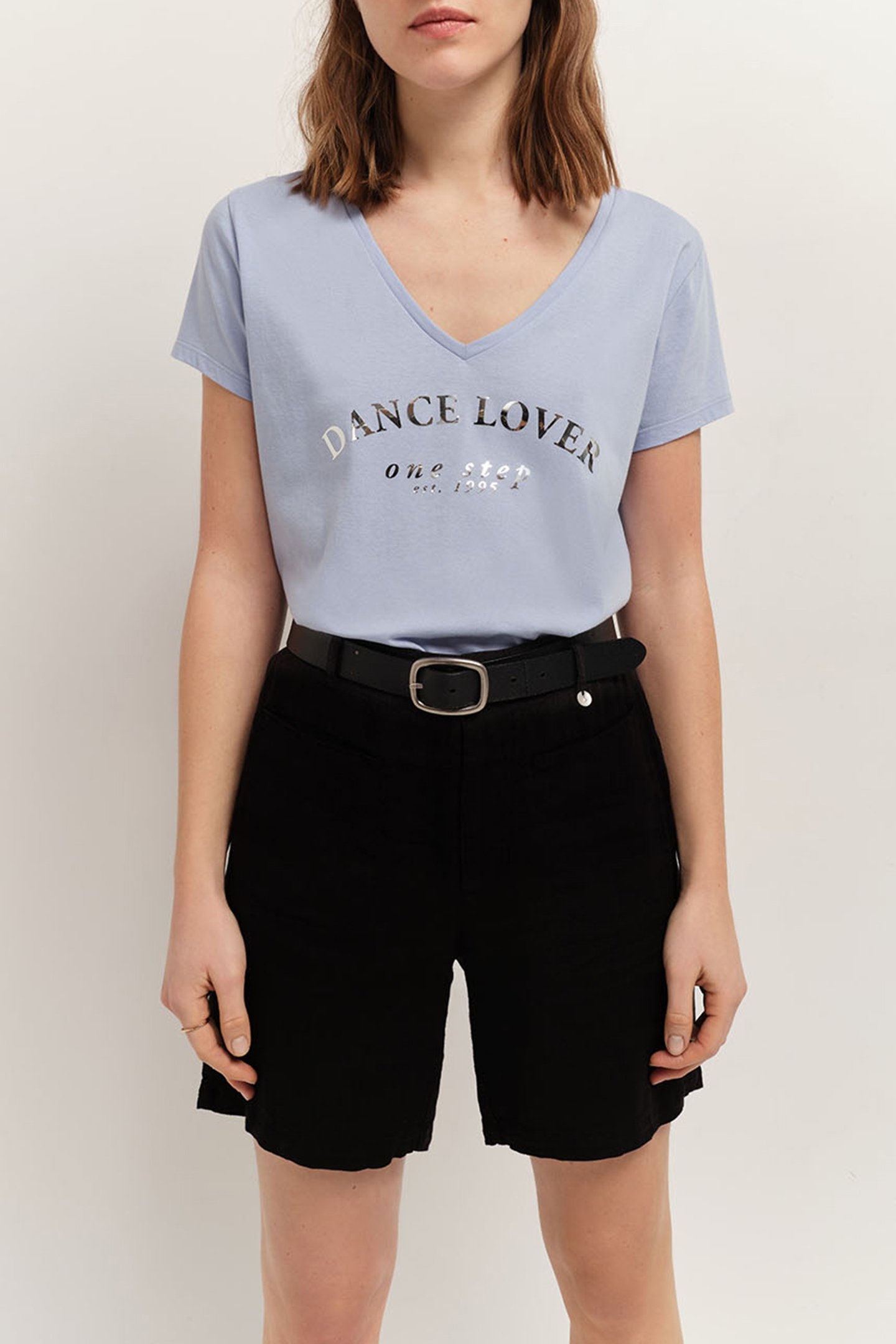 MIRO - BLUE ORGANIC COTTON T-SHIRT WITH MESSAGE SKY BLUE 1