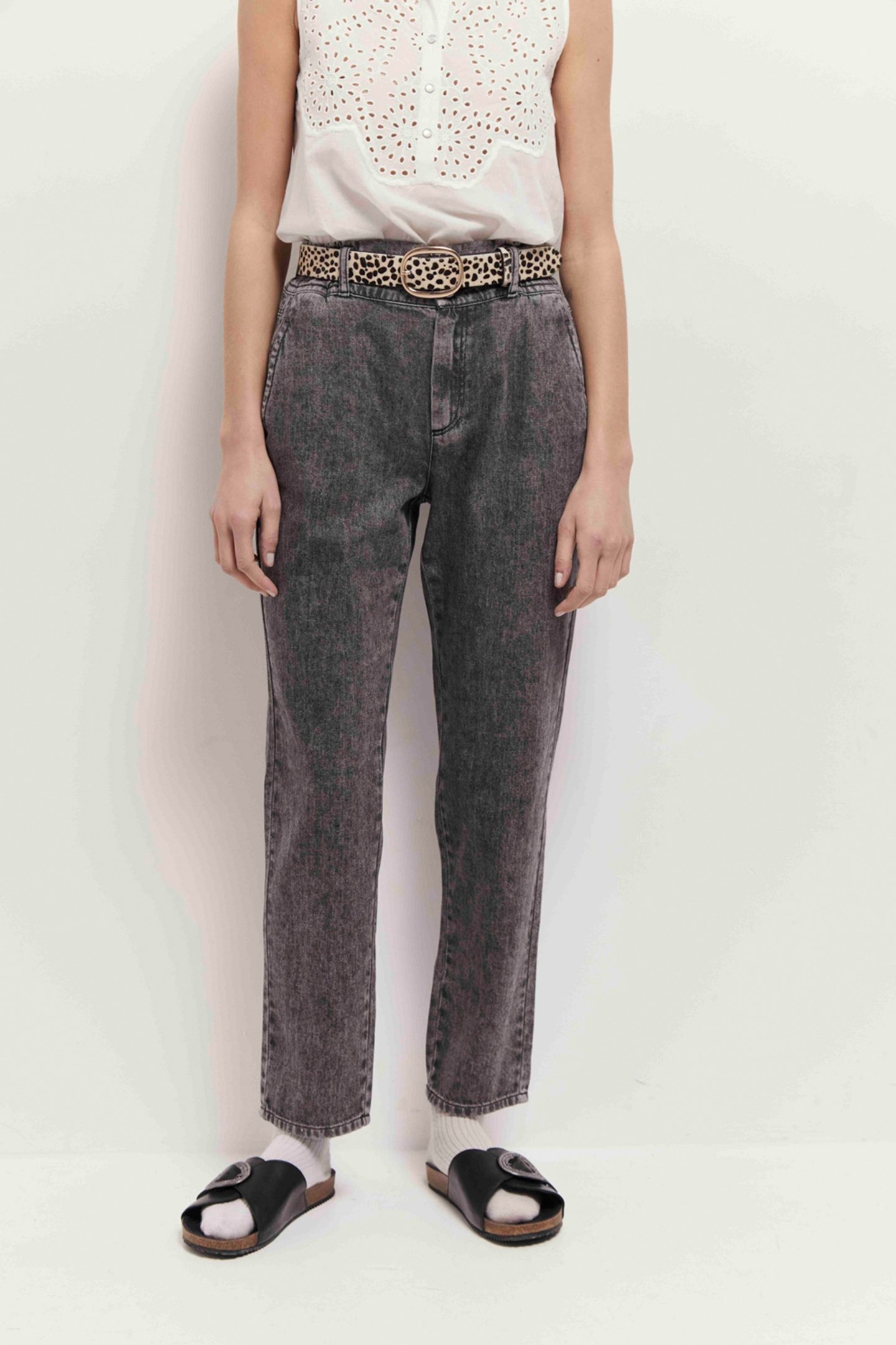 CANDIE - ECRU TOP WITH COLLAR AND EMBROIDERED TRIM OFF-WHITE 6