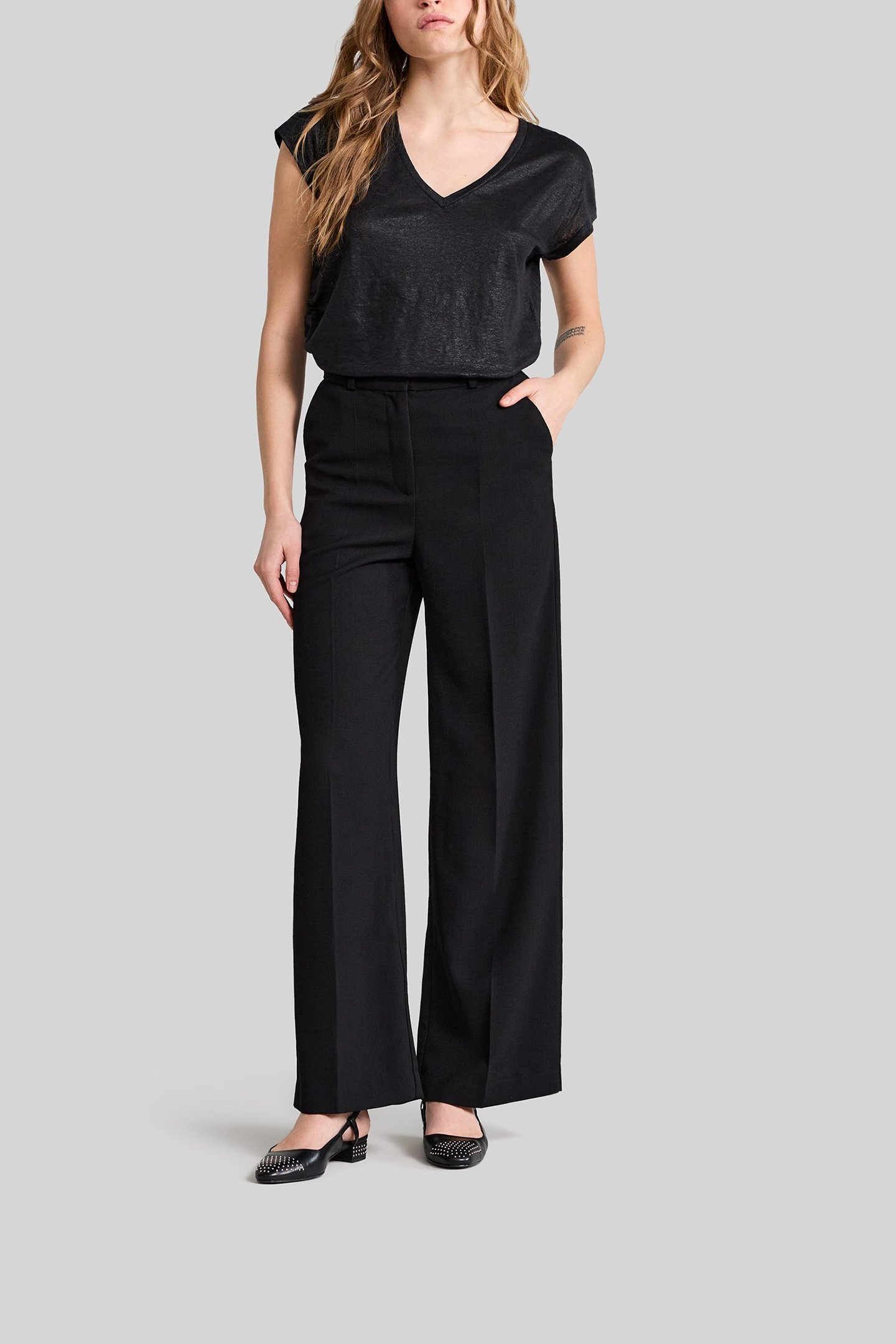 BLACK IRIDESCENT SOFT LINEN T-SHIRT 3