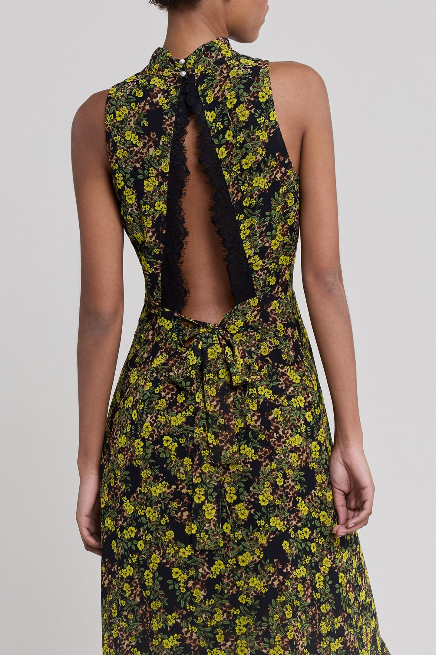 BLACK RECYCLED LONG DRESS, FLORAL LEOPARD PRINT 6