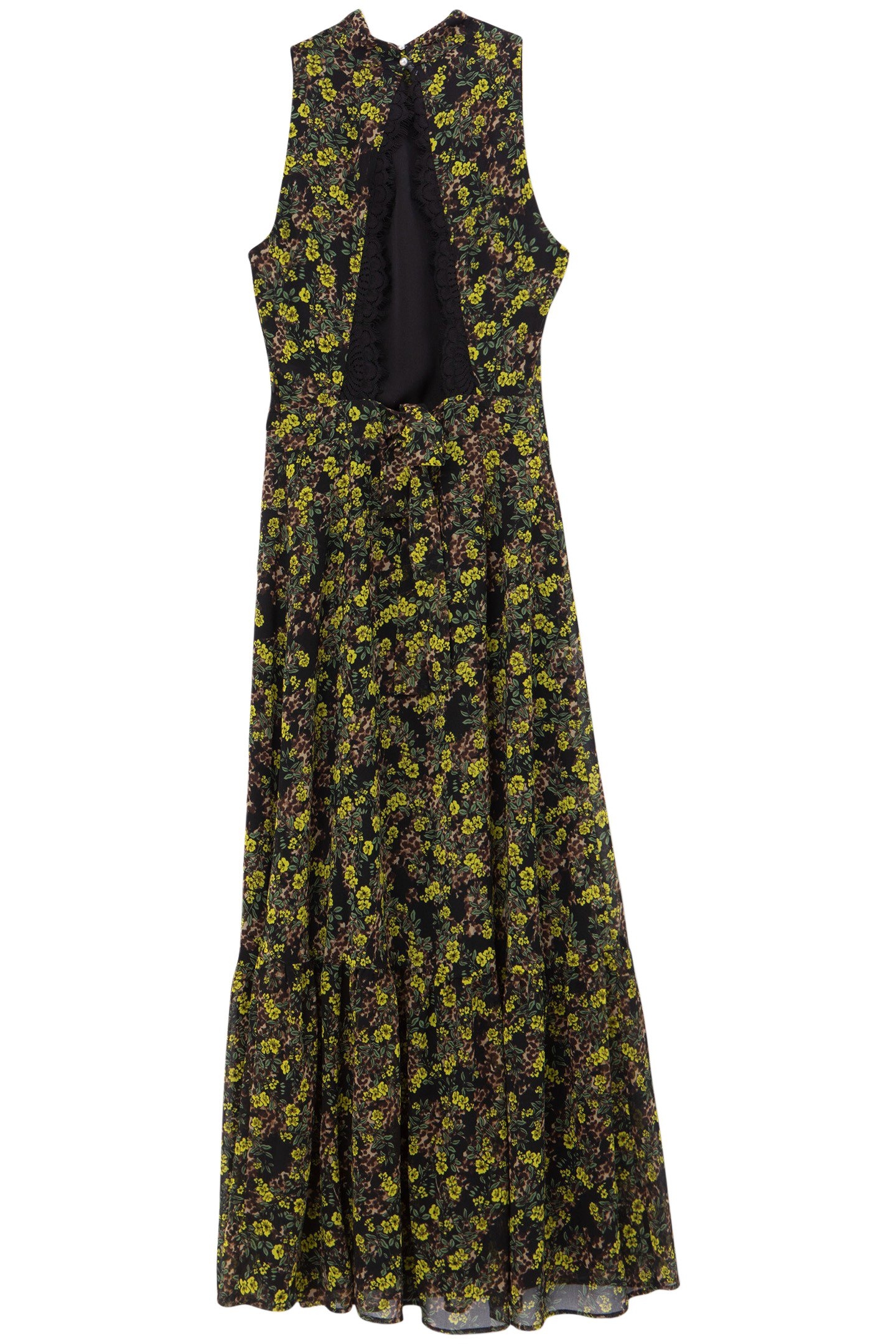 BLACK RECYCLED LONG DRESS, FLORAL LEOPARD PRINT 4