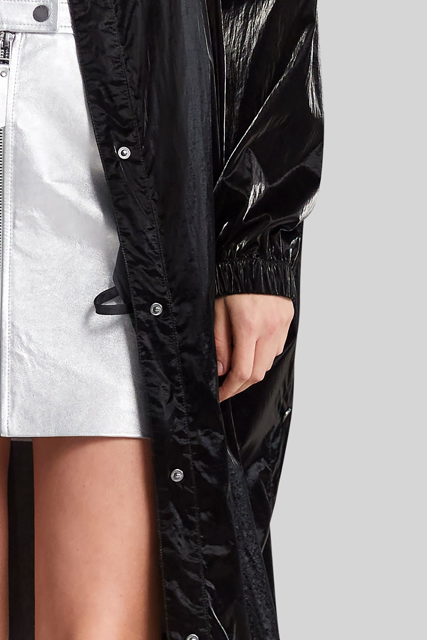 BLACK LAMÉ LONG PARKA 5