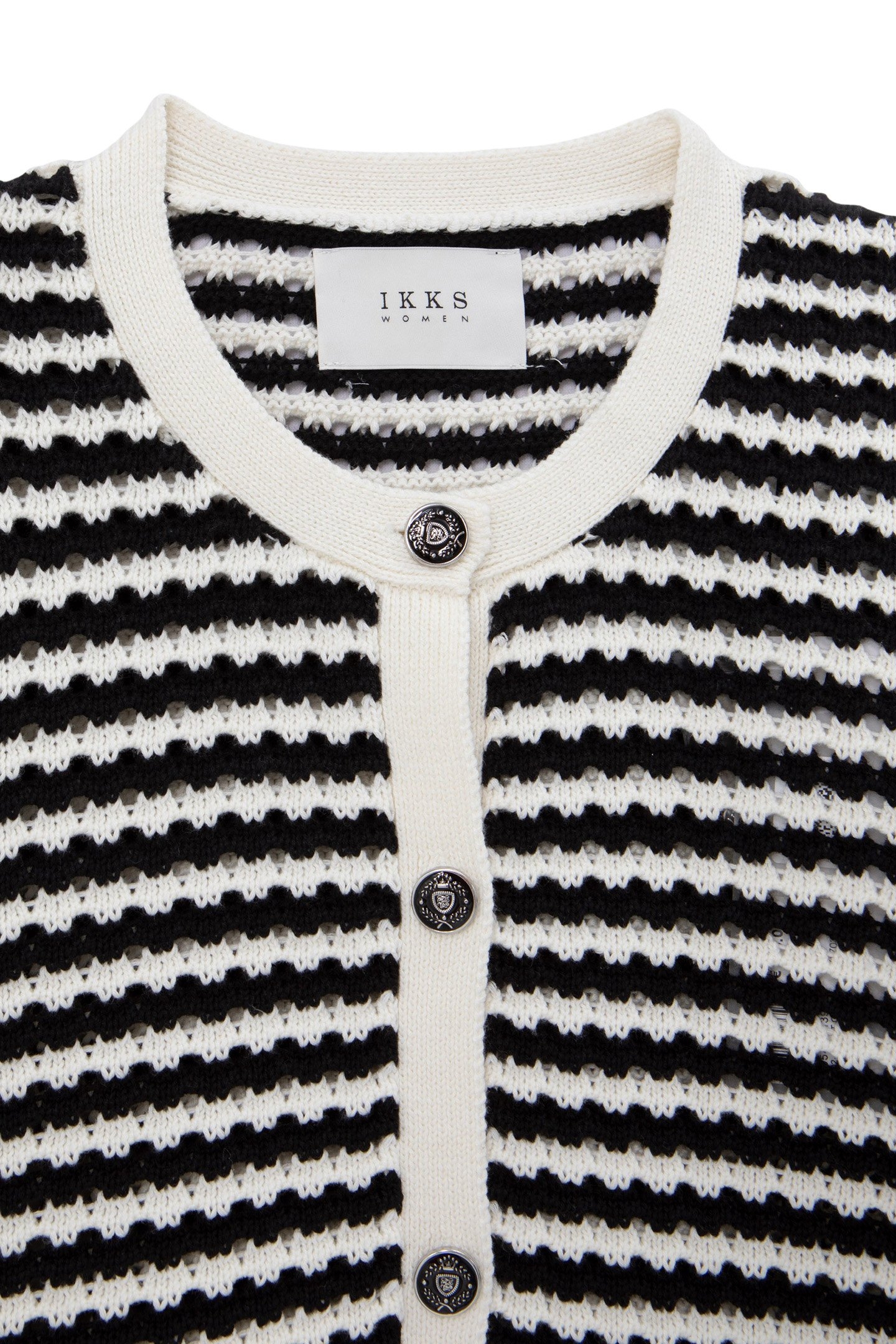 NAVY OPENWORK KNIT SAILOR-STRIPE CARDIGAN 8