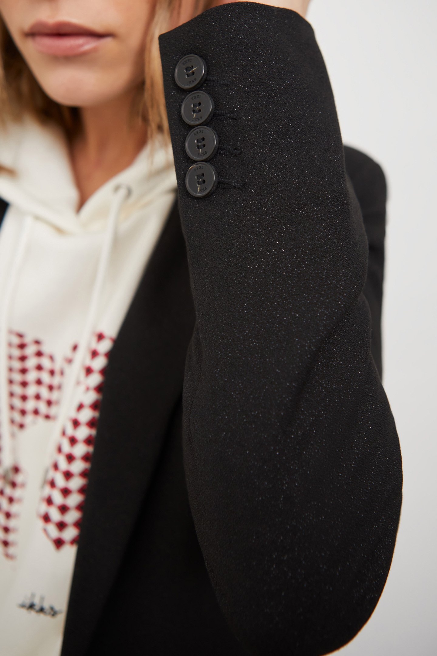 METALLIC BLACK FABRIC LONG SUIT JACKET 6