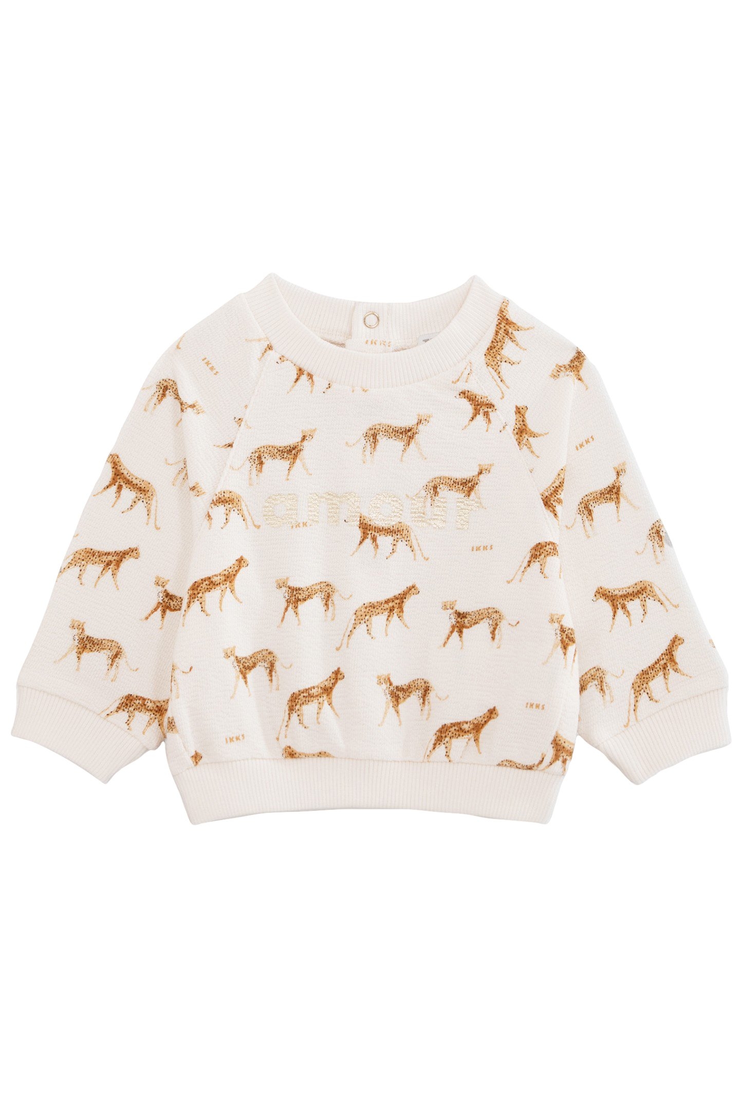BABY GIRLS’ ECRU ORGANIC COTTON SWEATSHIRT, PANTHER PRINT 1