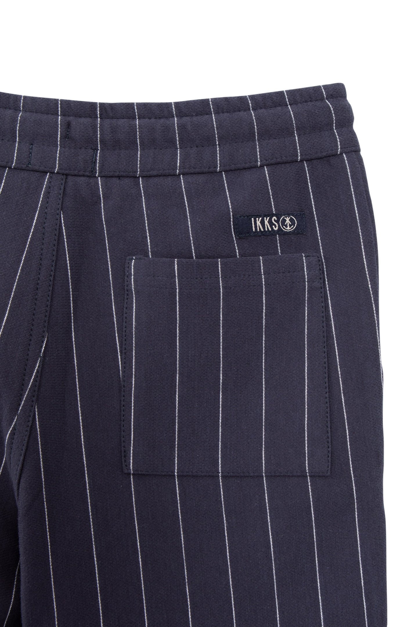 BOYS' NAVY KNIT PINSTRIPED BERMUDA SHORTS 4