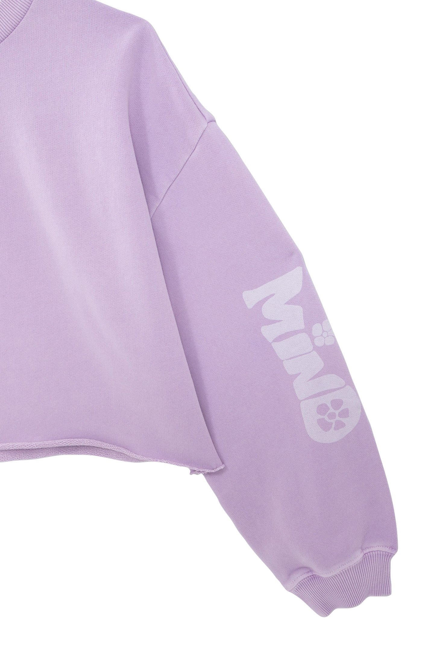 GIRLS’ LILAC CROPPED SWEATSHIRT WITH PRINT ON SLEEVES 3