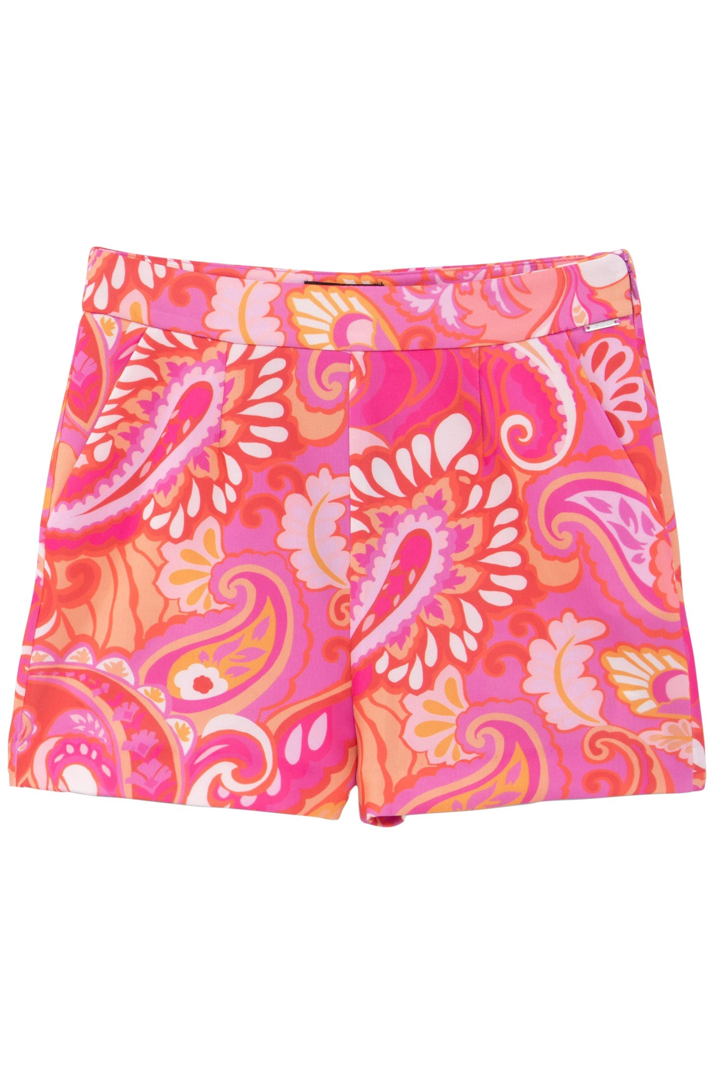 GIRLS’ PINK HIGH-WAIST SHORTS WITH PSYCHEDELIC PRINT 1