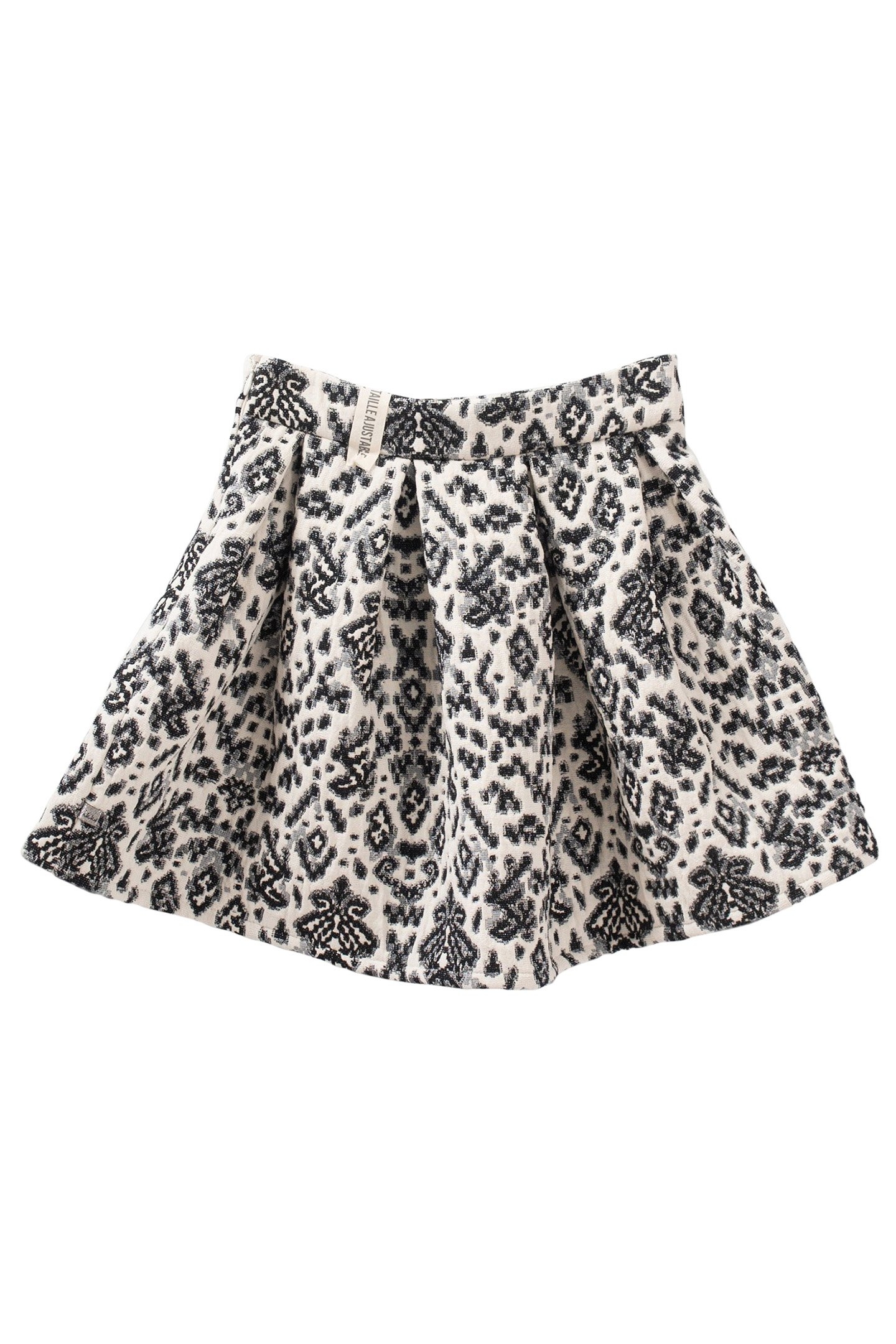GIRLS’ BLACK AND BEIGE JACQUARD PRINT SKIRT 1