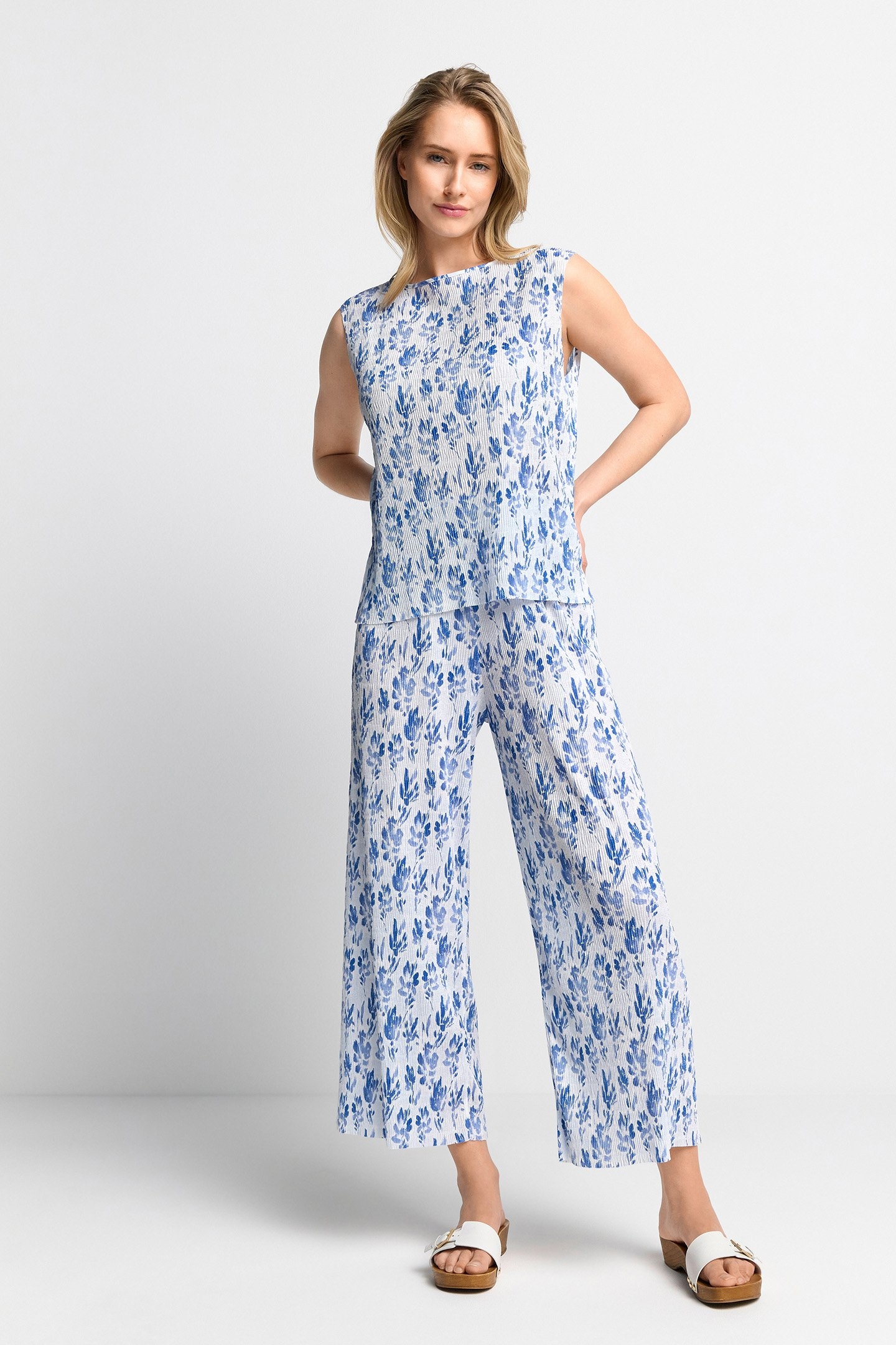 PRINTED CRINKLE TOP RECYCLED COTTON BLUE 2