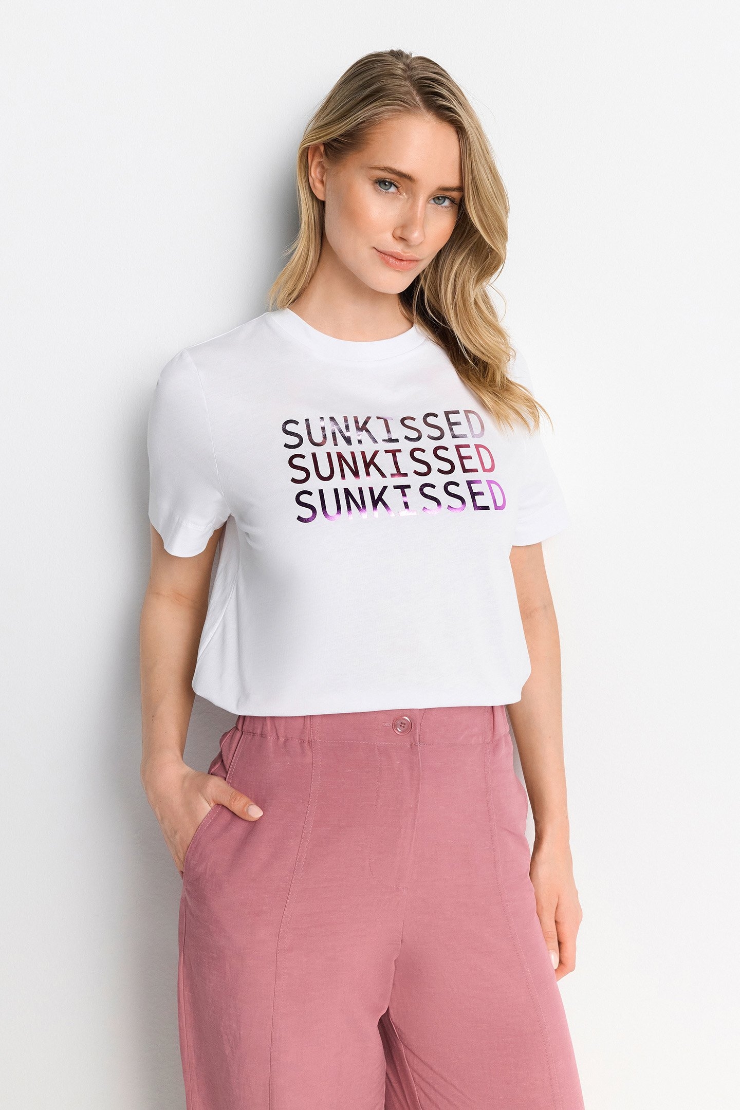 EASY T-SHIRT SUNKISSED PRINT ORGANIC WHITE 1