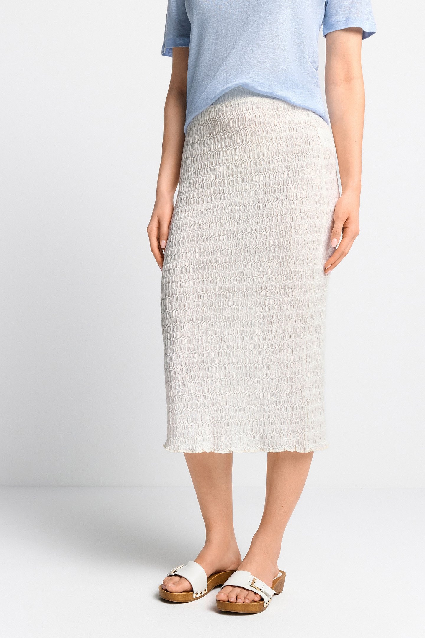 CRINKLED PENCIL SKIRT WHISPER WHITE 1