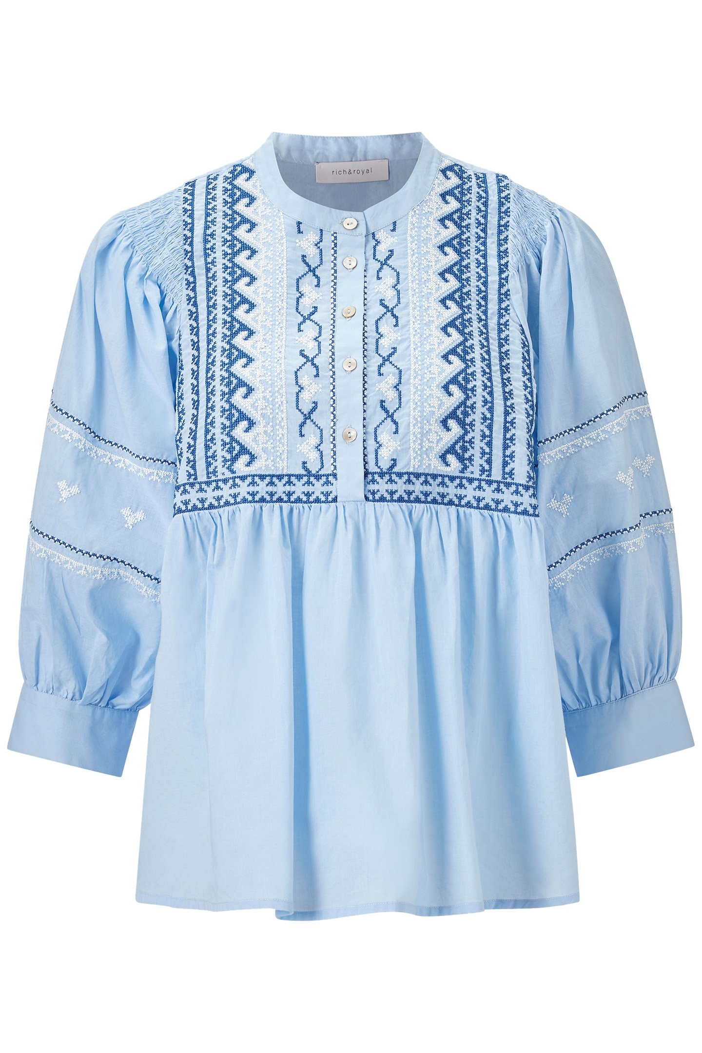 BLOUSE WITH EMBROIDERY ORGANIC COTTON BLUE 4