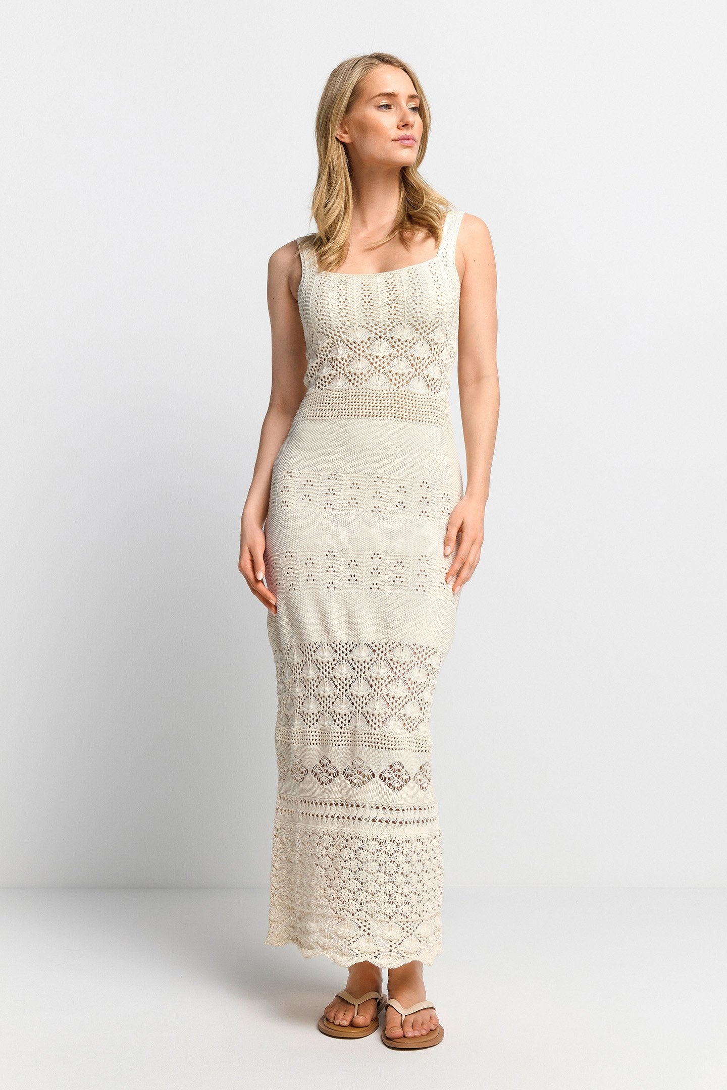 CROCHET KNIT DRESS WHISPER WHITE 1