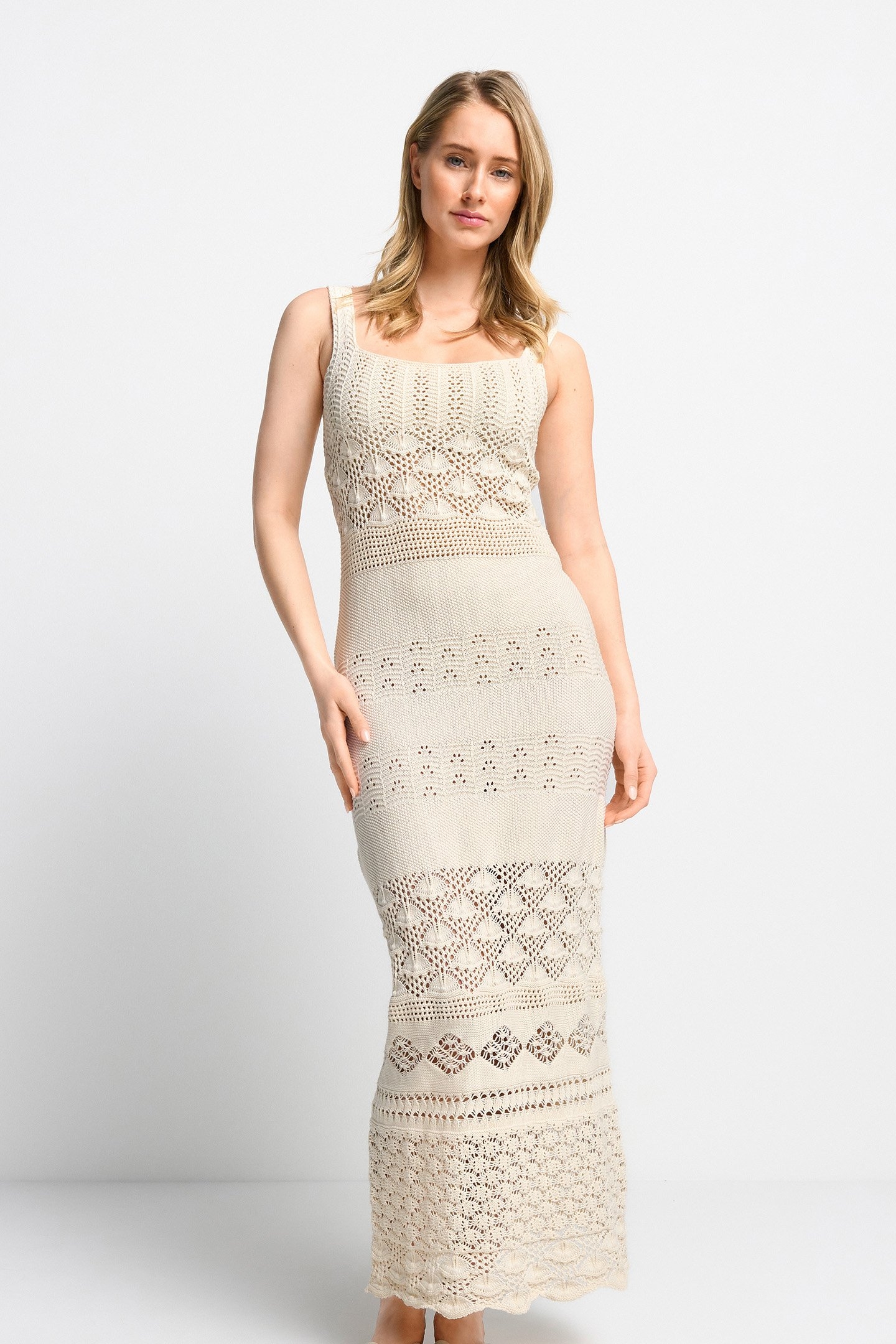 CROCHET KNIT DRESS WHISPER WHITE 4