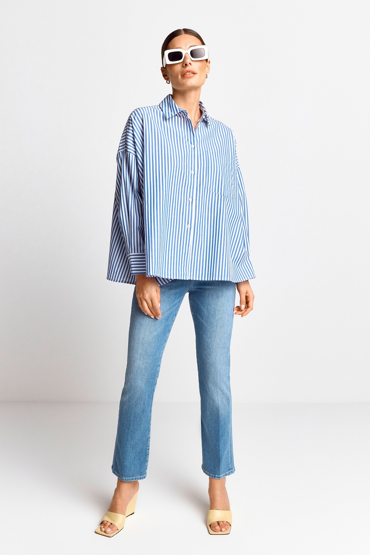OVERSIZED STRIPED BLOUSE ORGANIC AZZURE BLUE 2