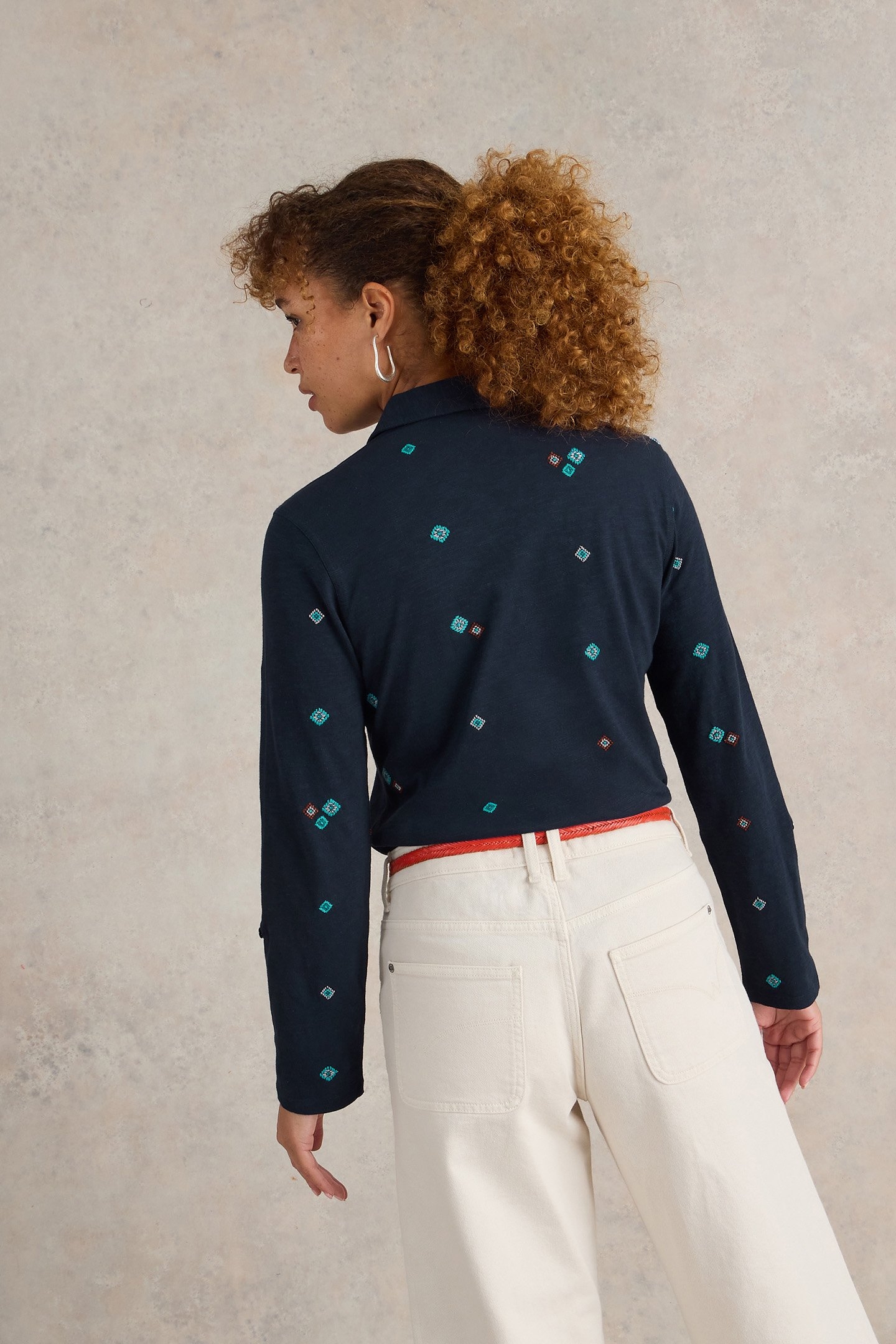 ANNIE EMBROIDERED SHIRT NAVY MULTI 2