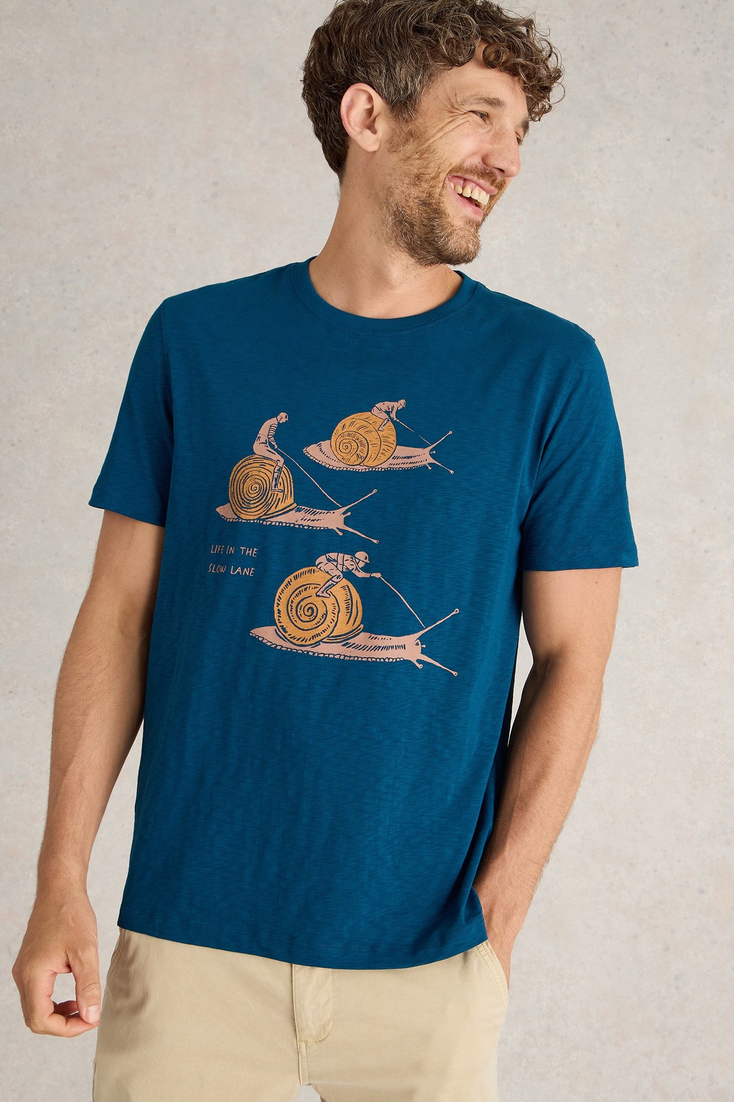 SLOW LANE GRAPHIC TEE TEAL PRINT 1