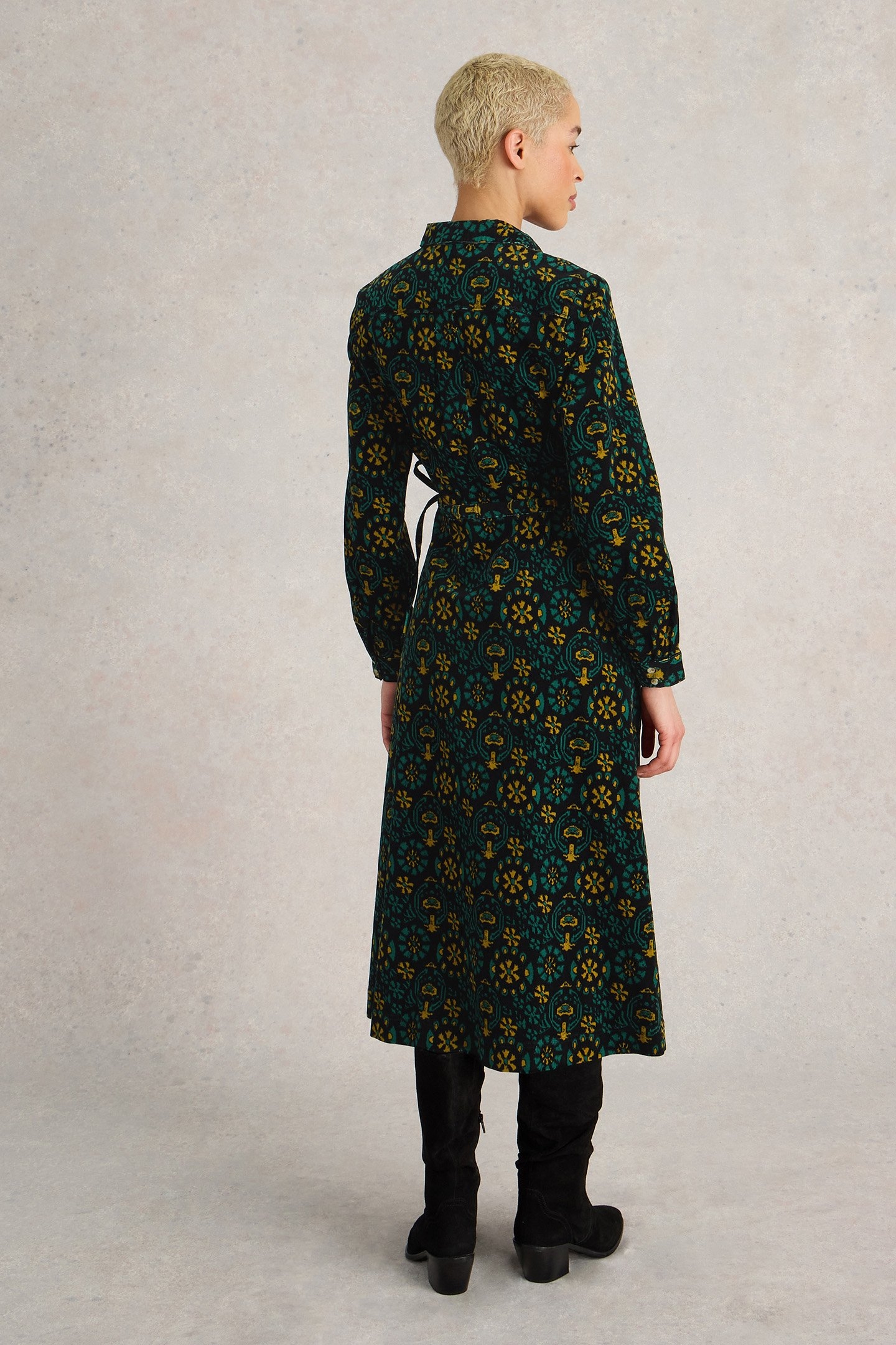 JADE CORD SHIRT DRESS BLACK PRINT 2