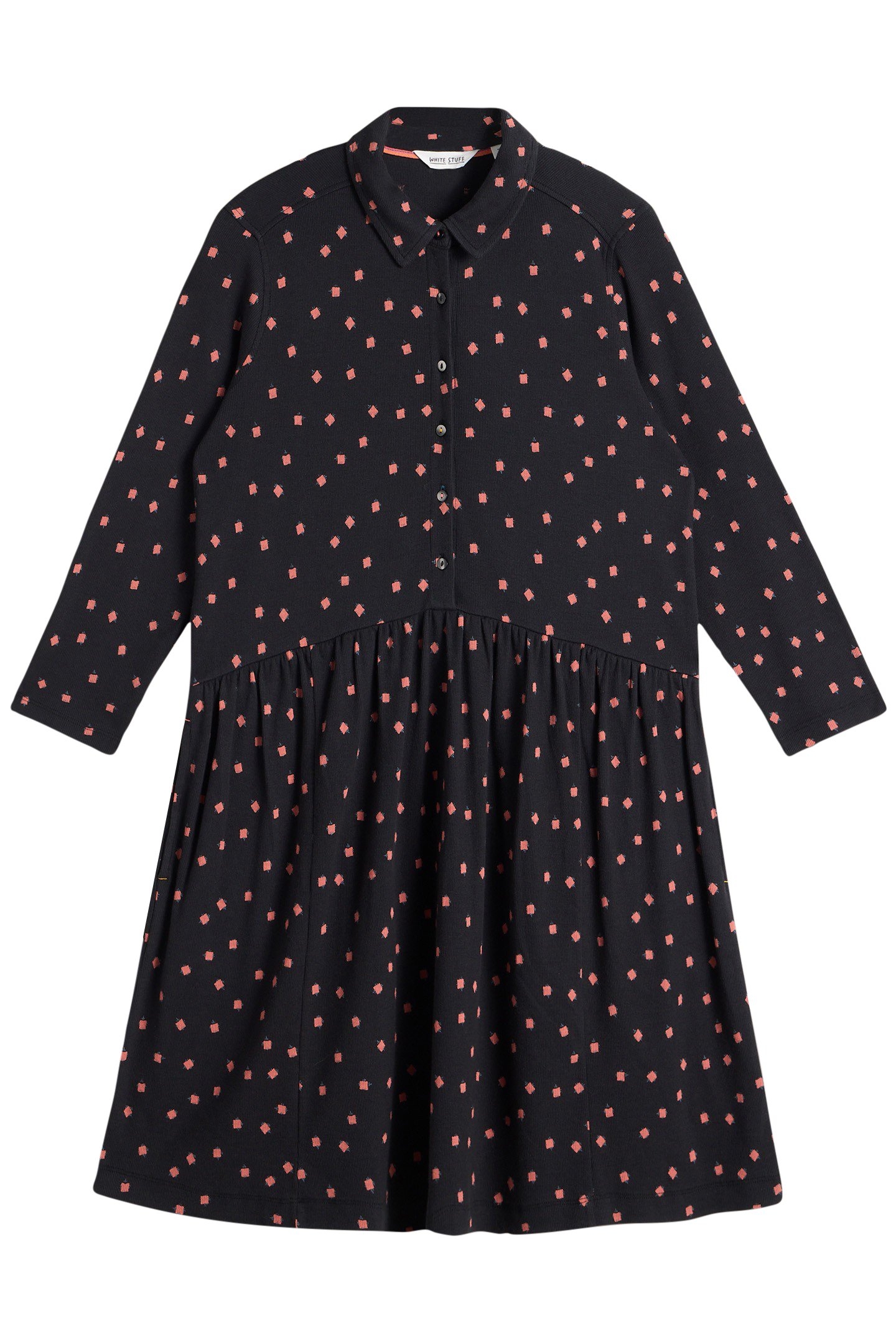 EVERLY JERSEY RIB SHIRT DRESS BLACK PRINT 3