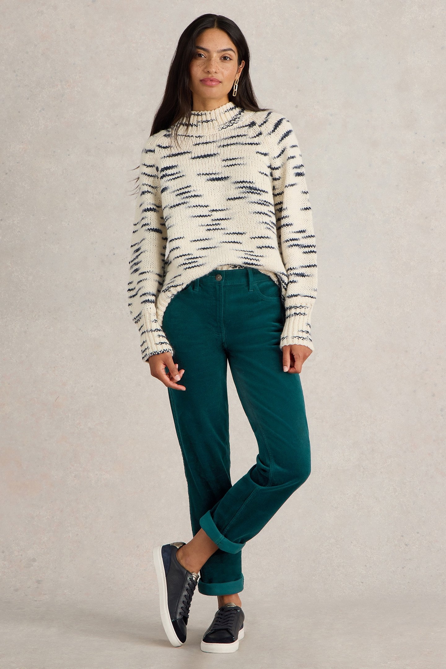 BROOKE STRAIGHT CORD TROUSER DARK GREEN 1