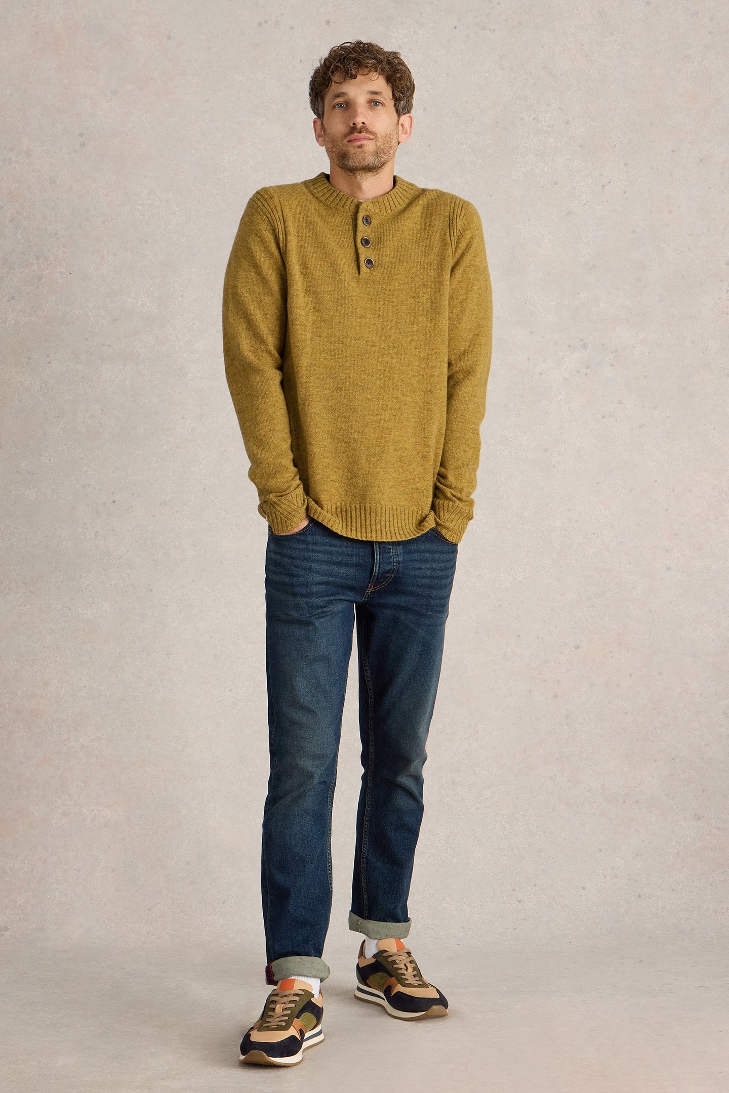 LAMBSWOOL HENLEY DARK YELLOW 1