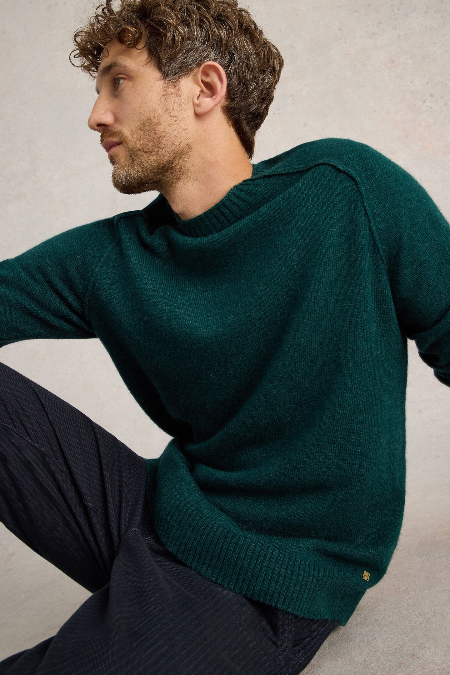 LAMBSWOOL CREW NECK JUMPER MID GREEN 4
