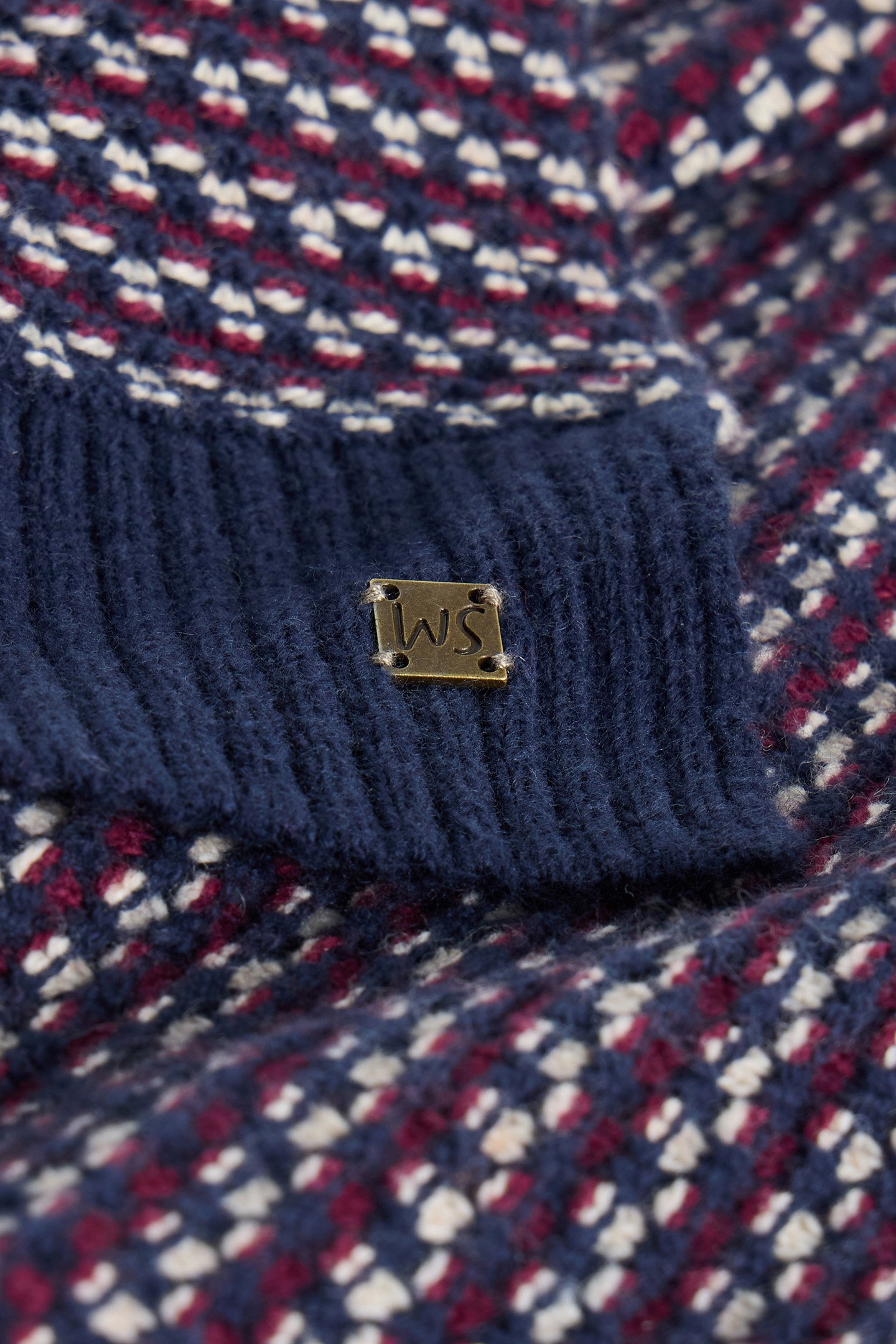 TUCK STITCH KNIT SCARF NAVY MULTI 3