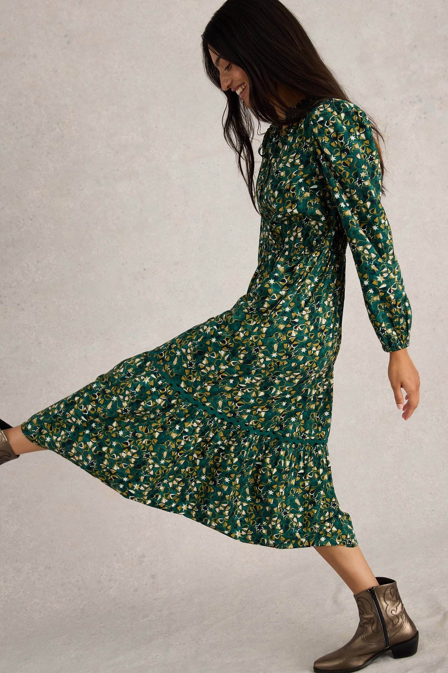 LOTUS MAXI DRESS GREEN PRINT 4