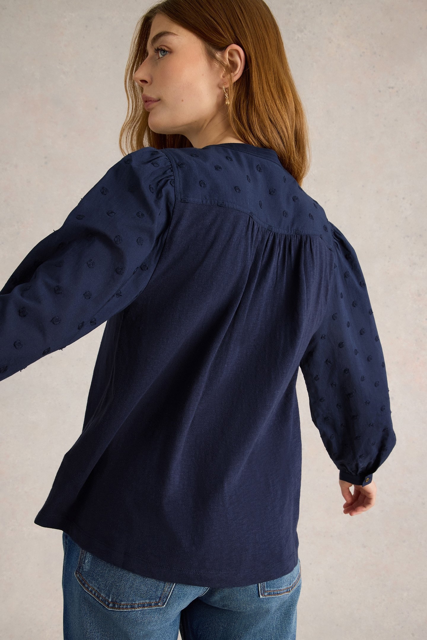 ELOISE DOBBY MIX SHIRT DARK NAVY 5