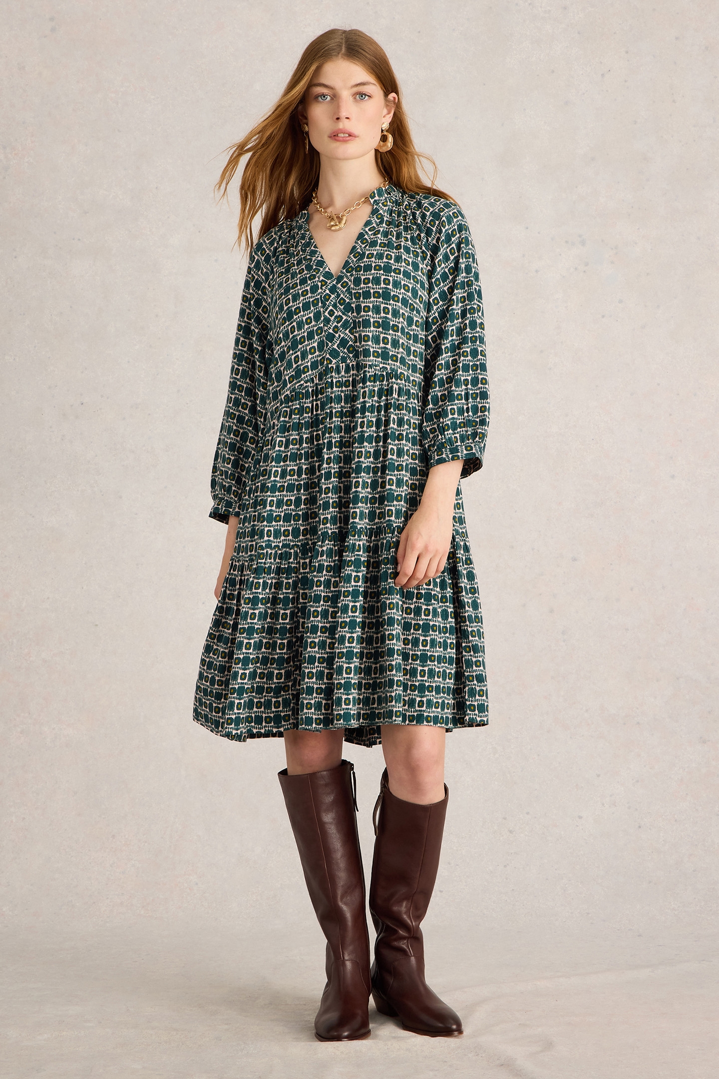 SOPHIA DRESS TEAL PRINT 1