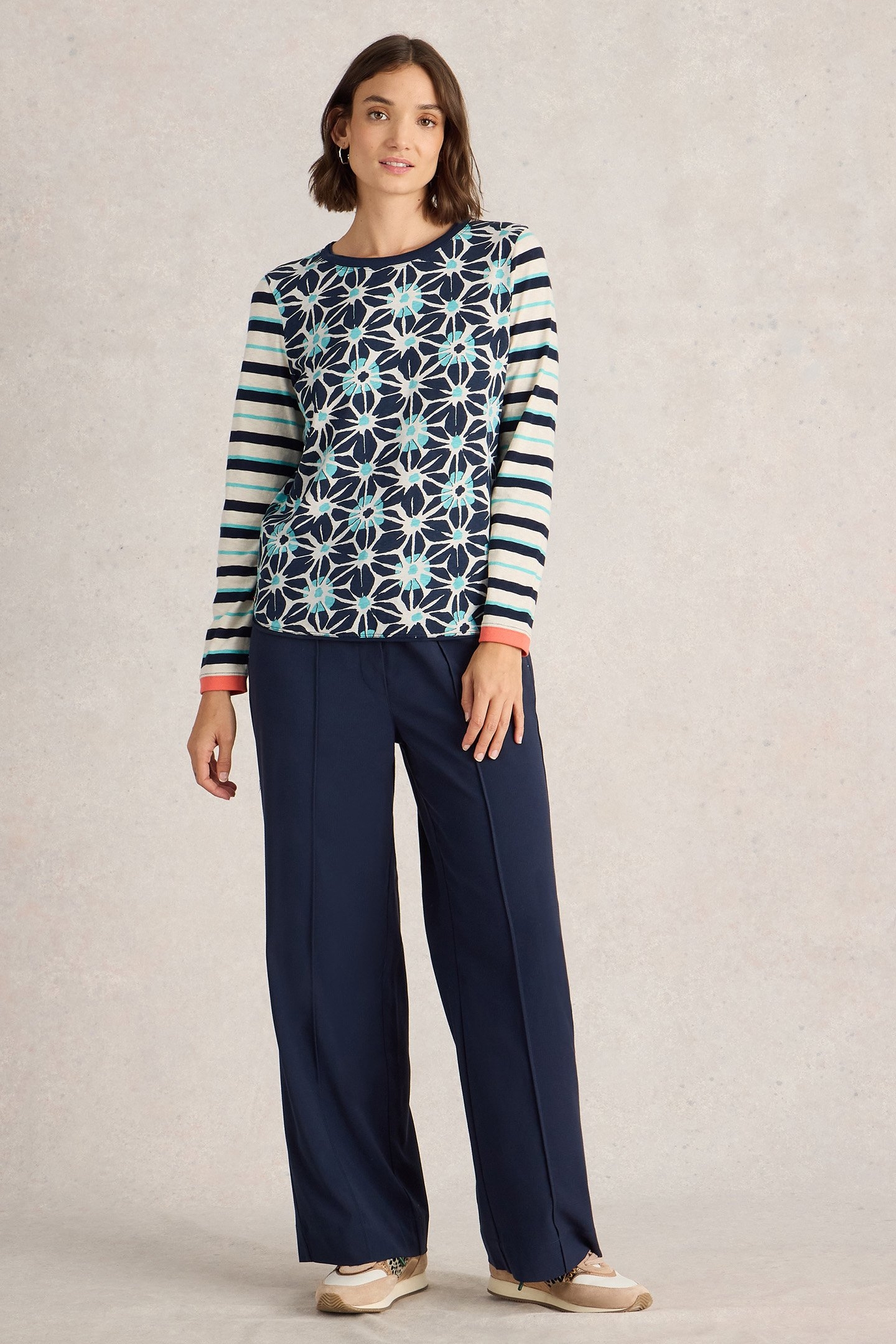 CLARA LS TEE IVORY MULTI 1